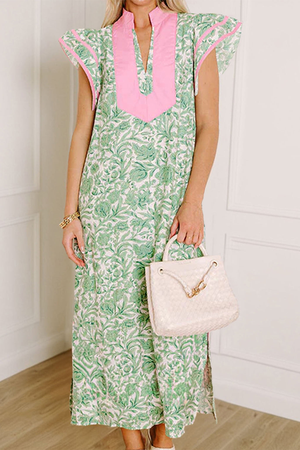 Floral Short Sleeve Midi Dress