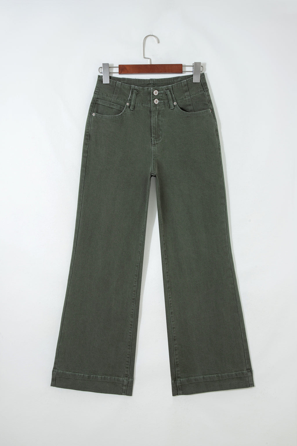 Button High Waist Wide Leg Jeans