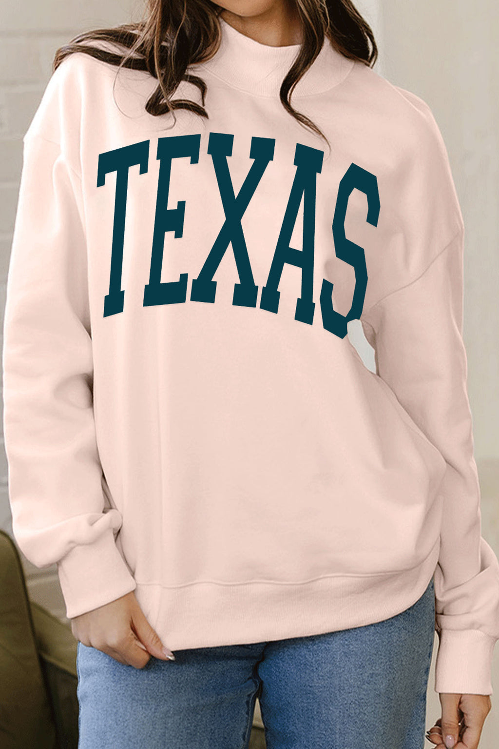 TEXAS Mock Neck Baggy Sweatshirt