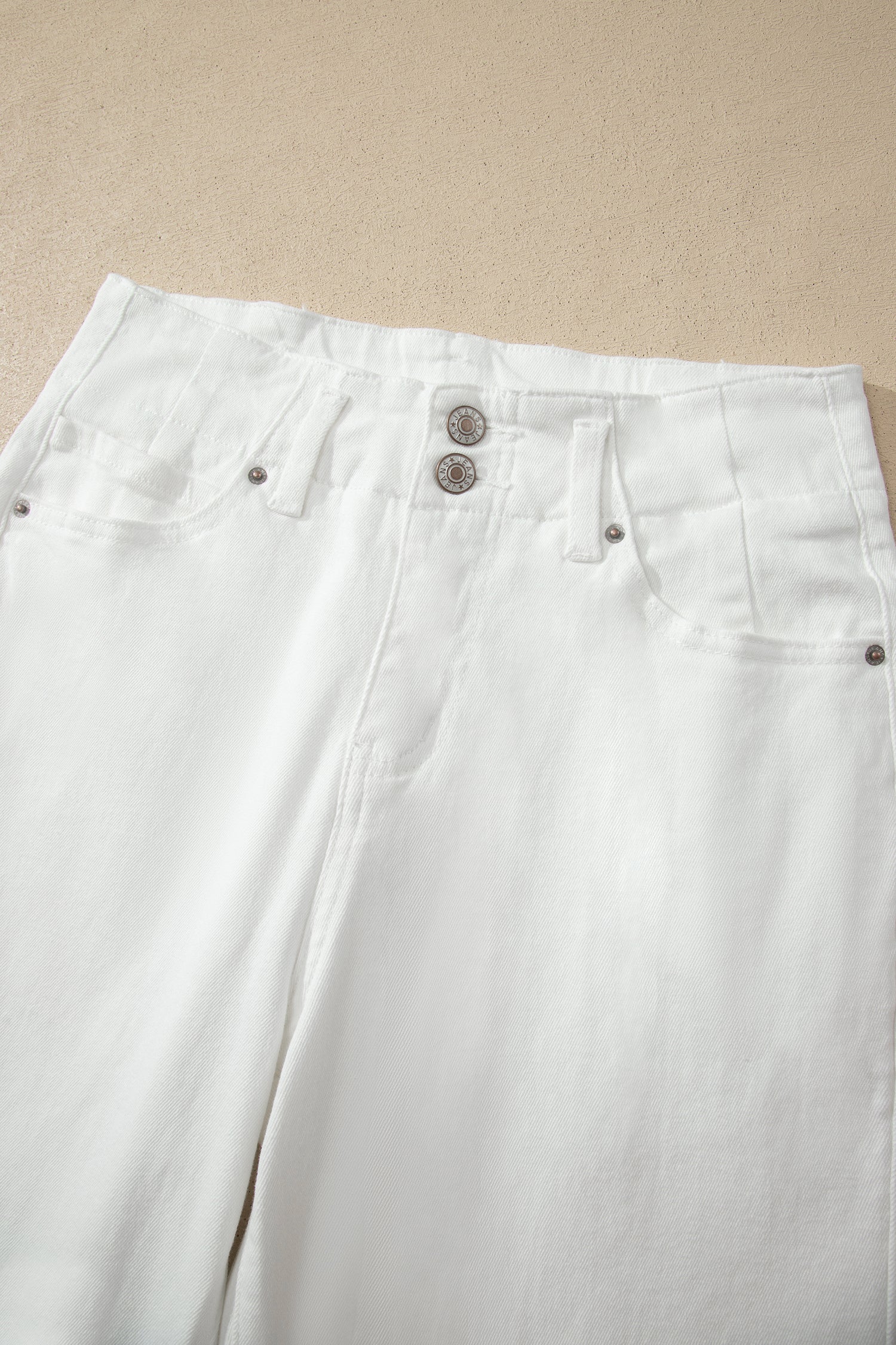 Button High Waist Wide Leg Jeans