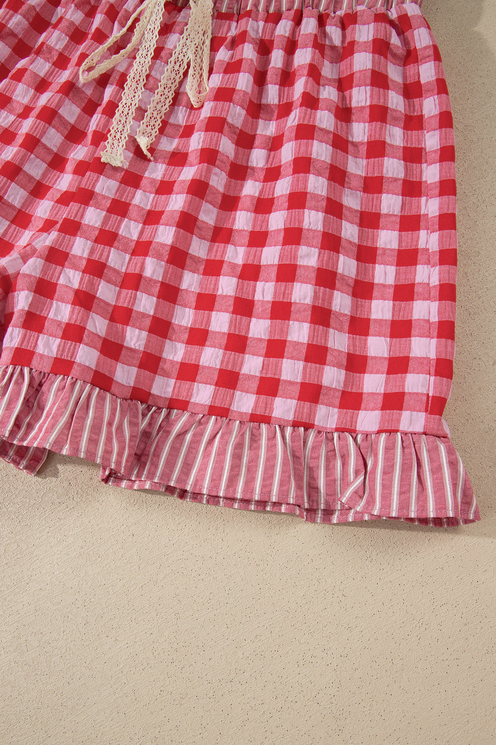 Ruffle Striped Lace Tie Shorts
