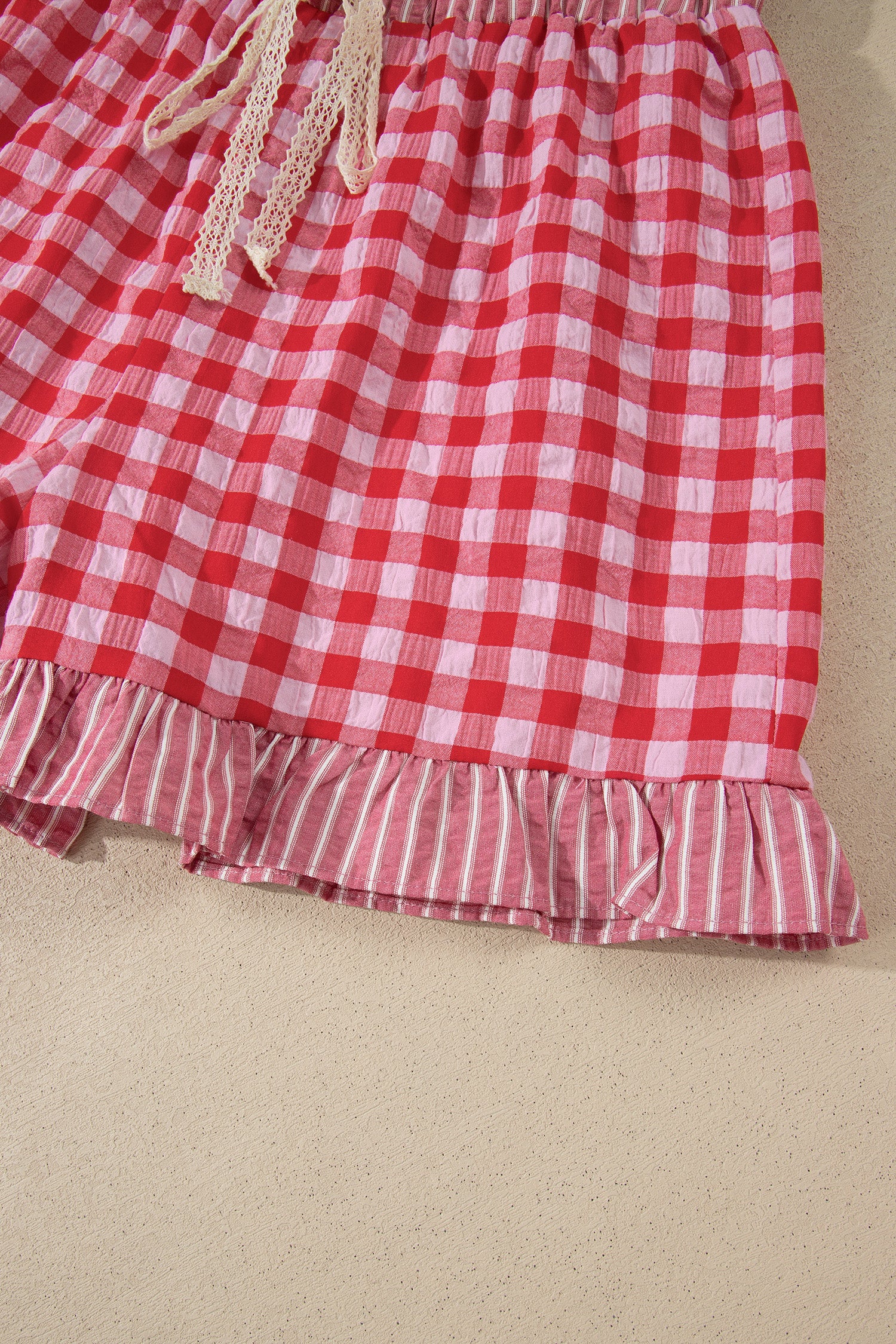 Ruffle Striped Lace Tie Shorts