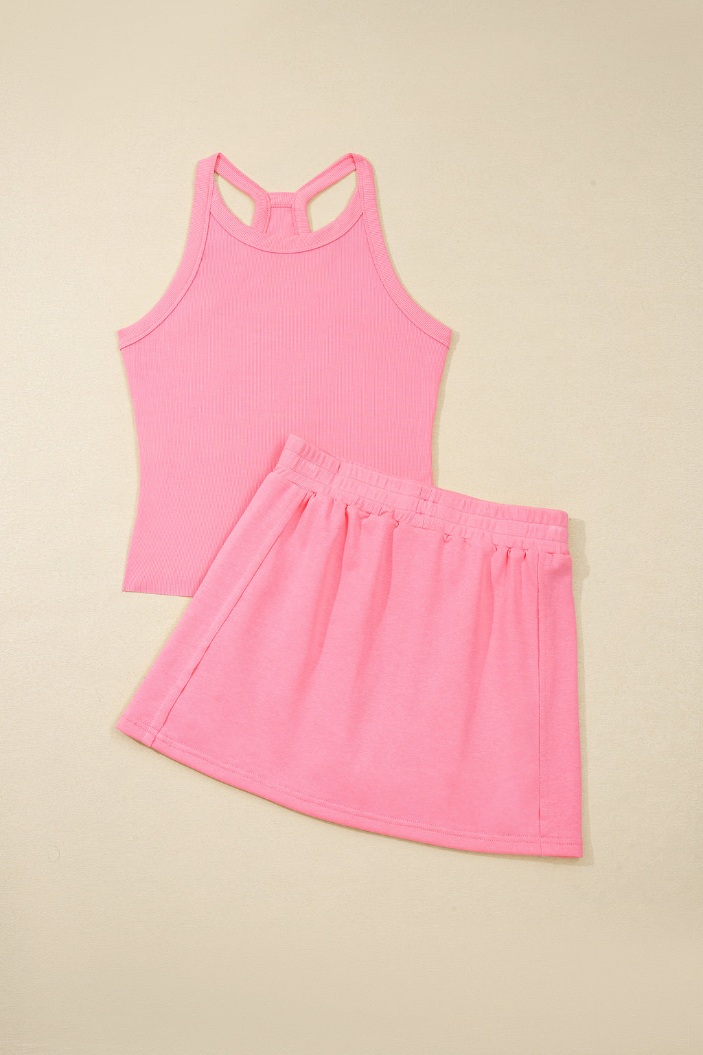 Tank Top Elastic Waist Mini Skort 2pcs Outfit