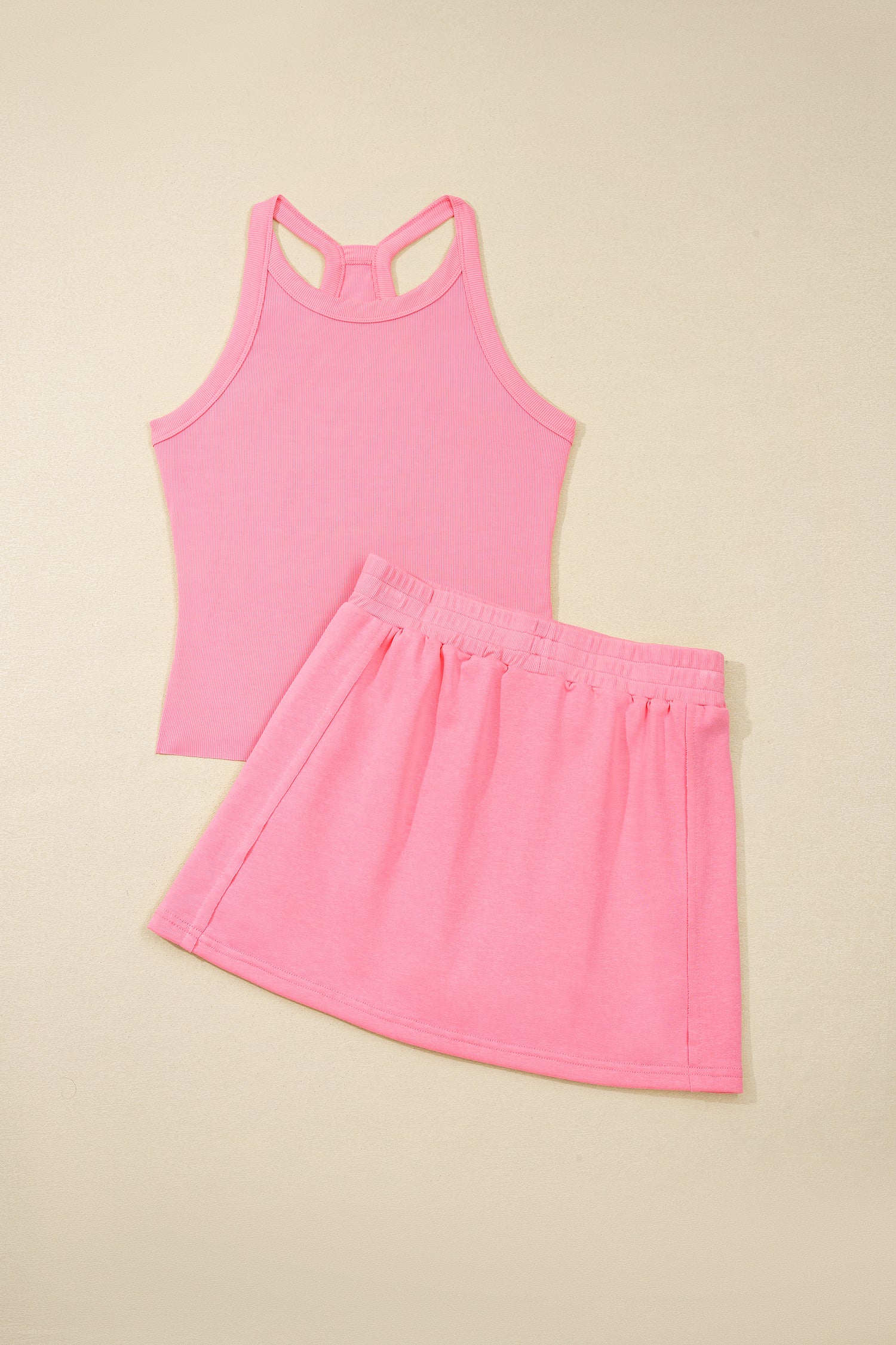 Tank Top Elastic Waist Mini Skort 2pcs Outfit