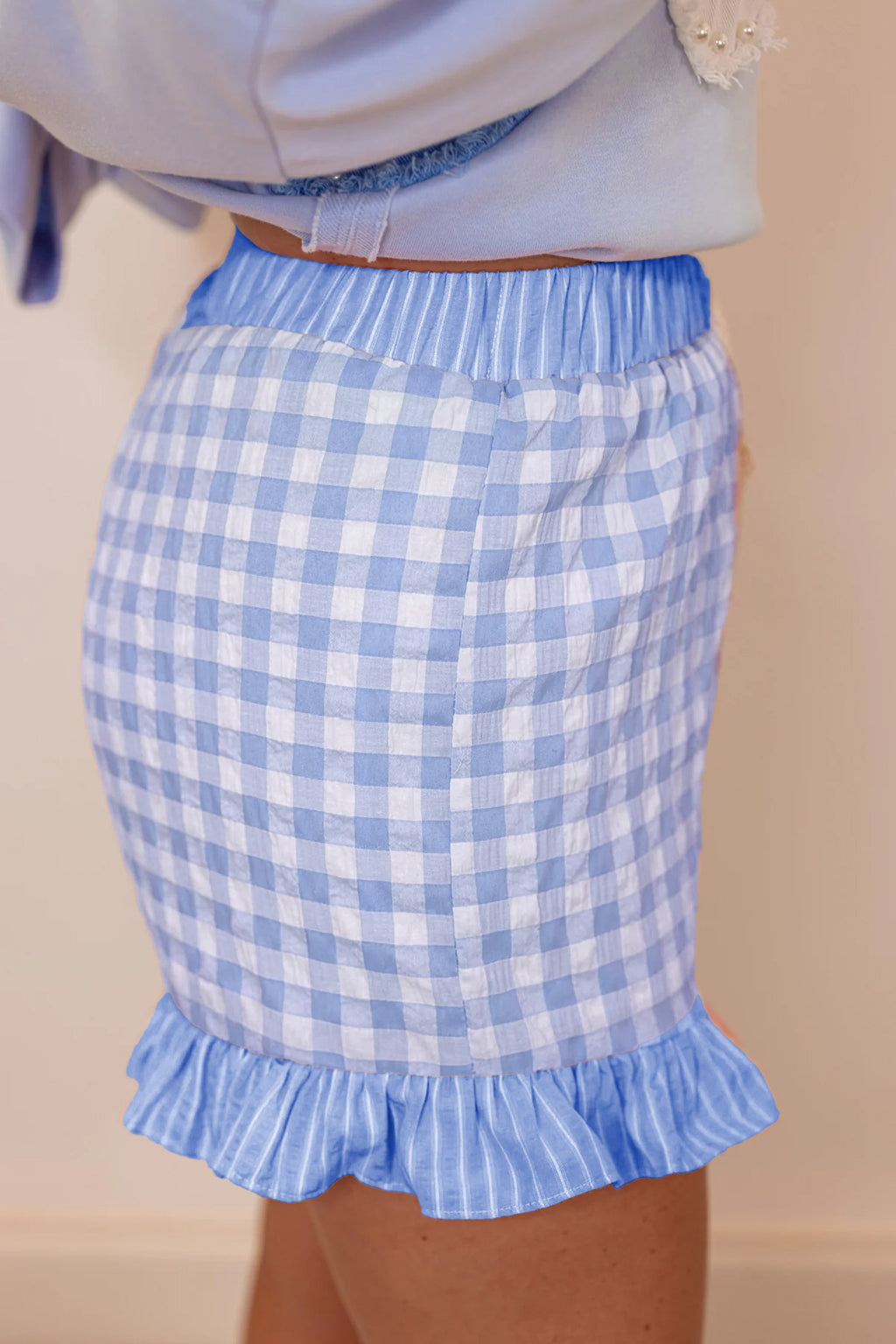 Ruffle Striped Lace Tie Shorts