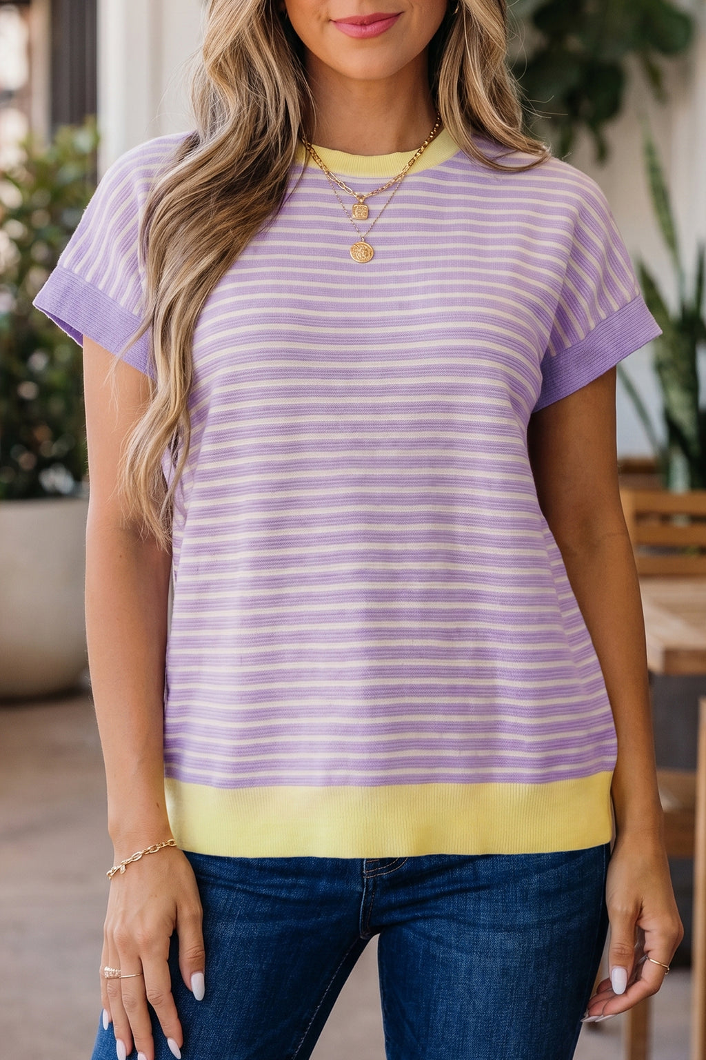 Stripe Purple and Yellow Shirt