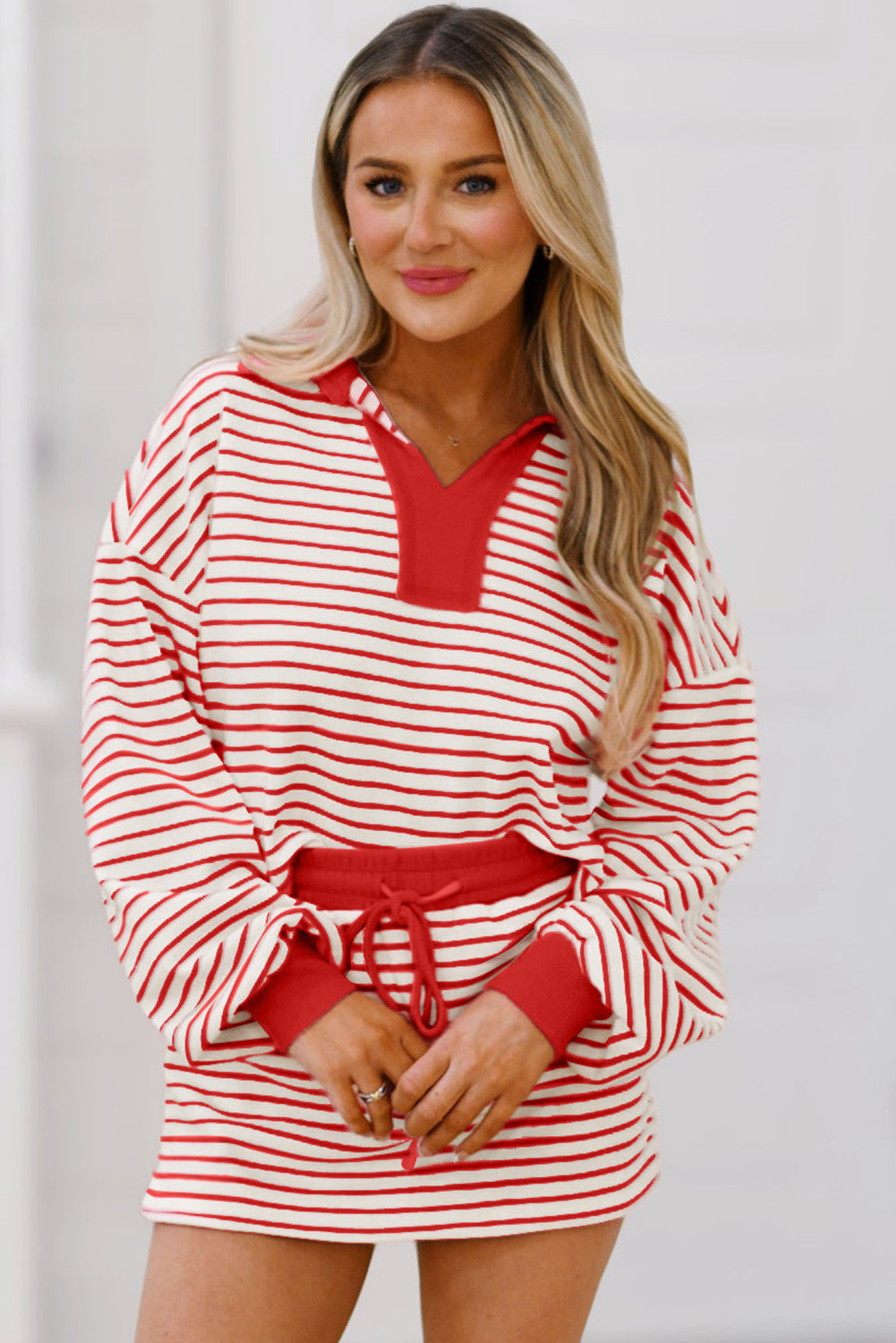 Drop Shoulder Pullover and Skirt Set