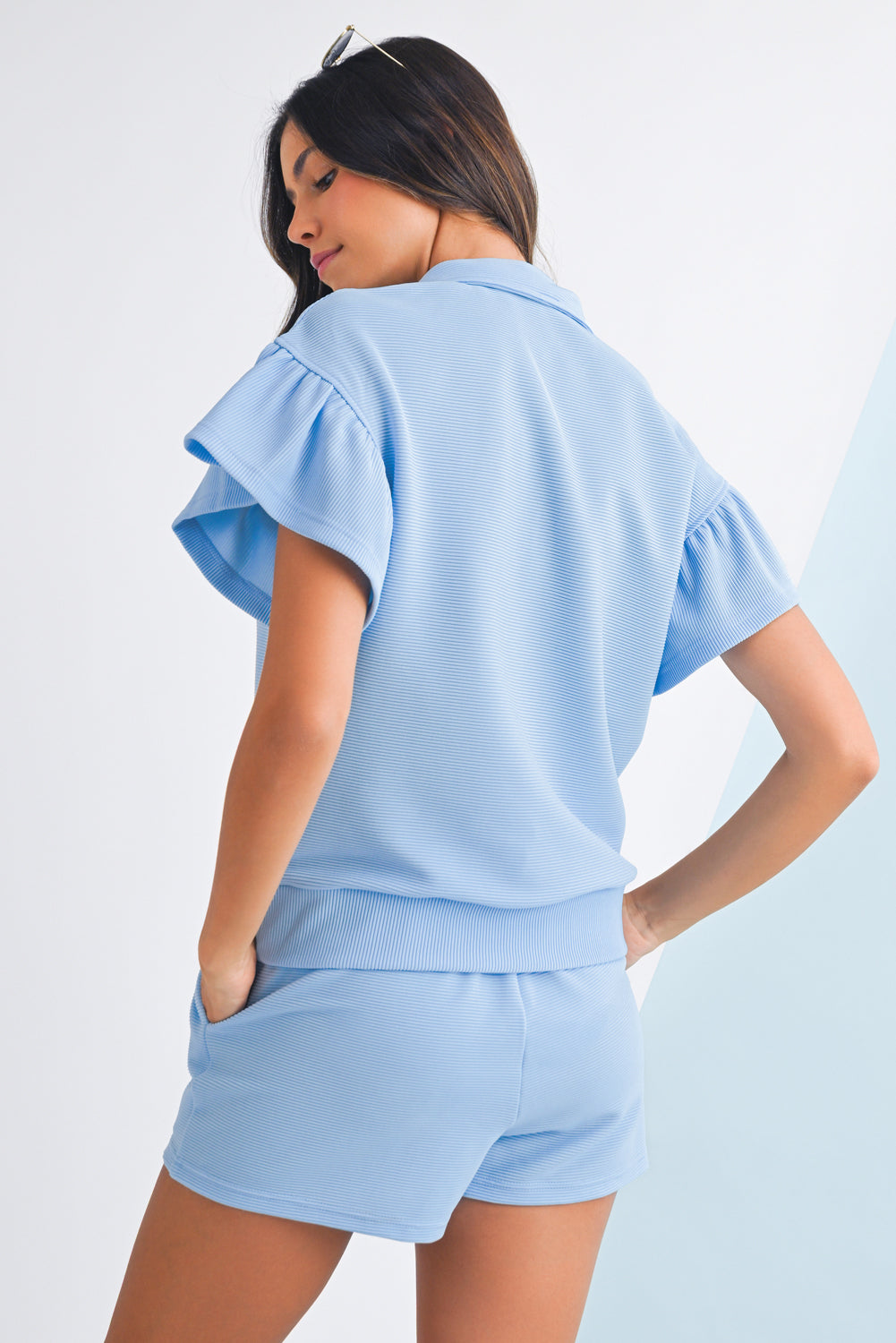 Ribbed Short Sleeve Tee and Shorts Set