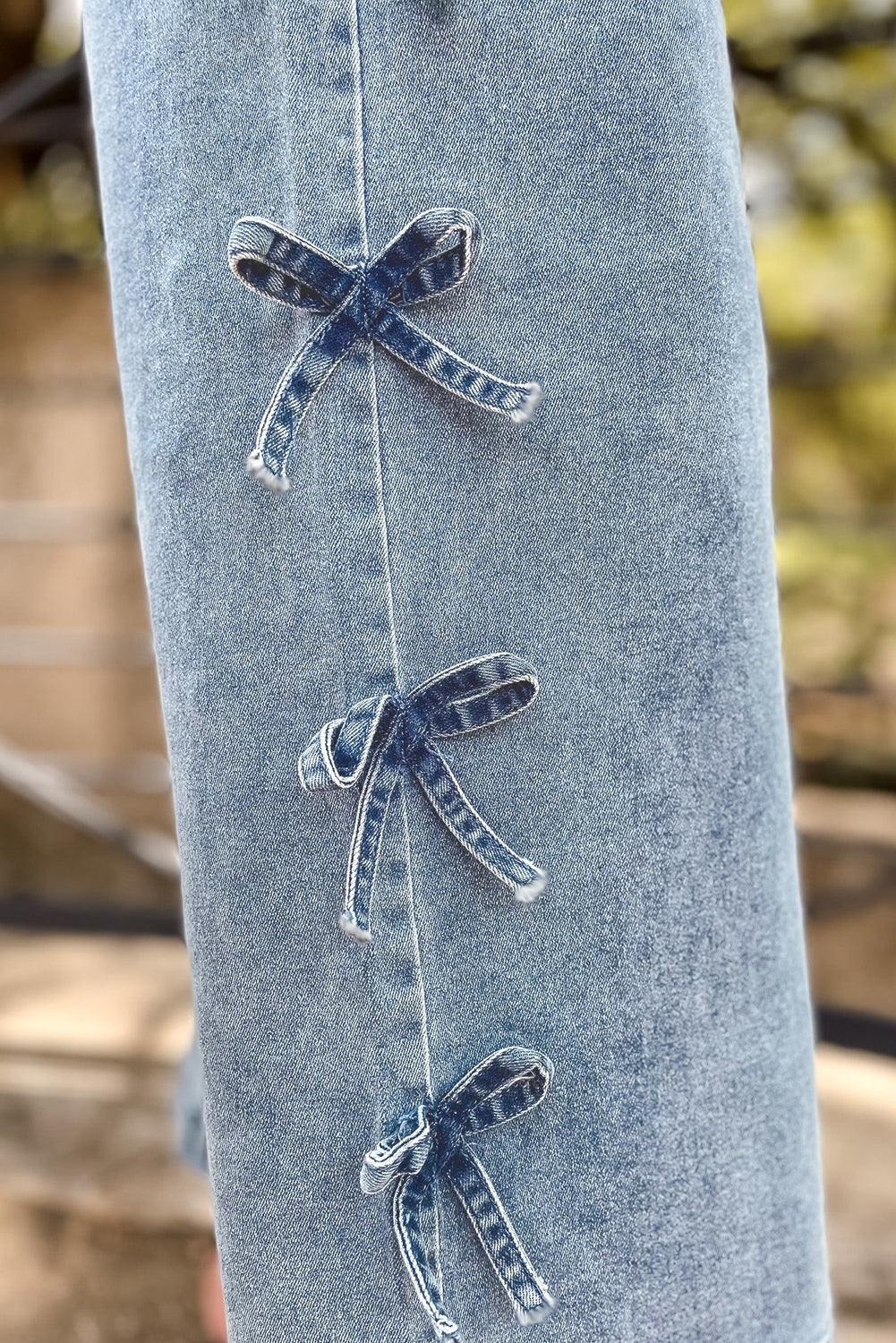 Bowknot Straight Leg Loose Jeans