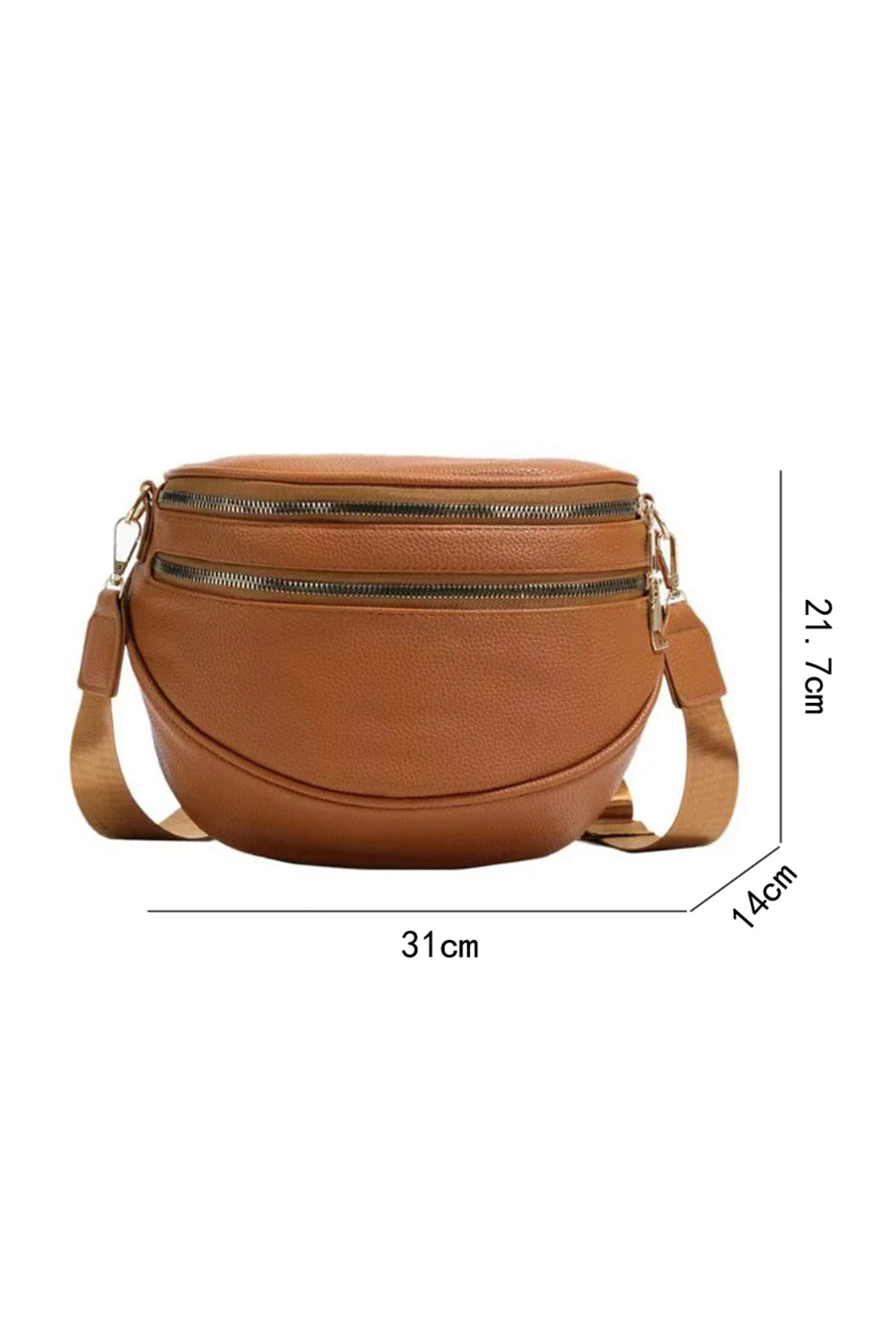 Leather Double Zipper Crossbody Bag