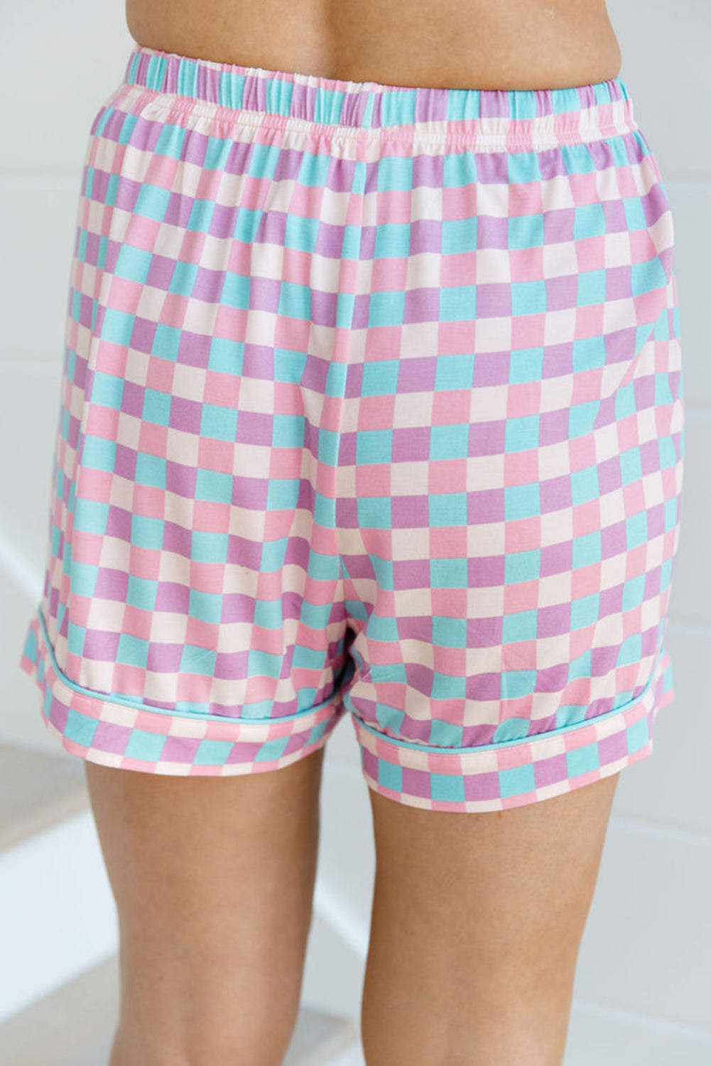 Checkered Short Sleeve Pajama Set