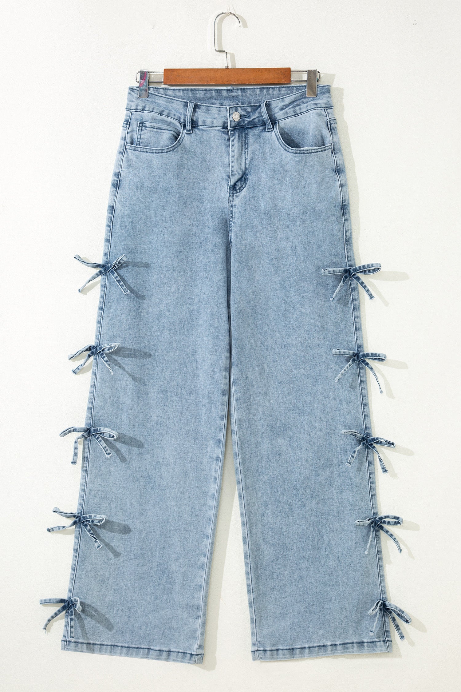Bowknot Straight Leg Loose Jeans
