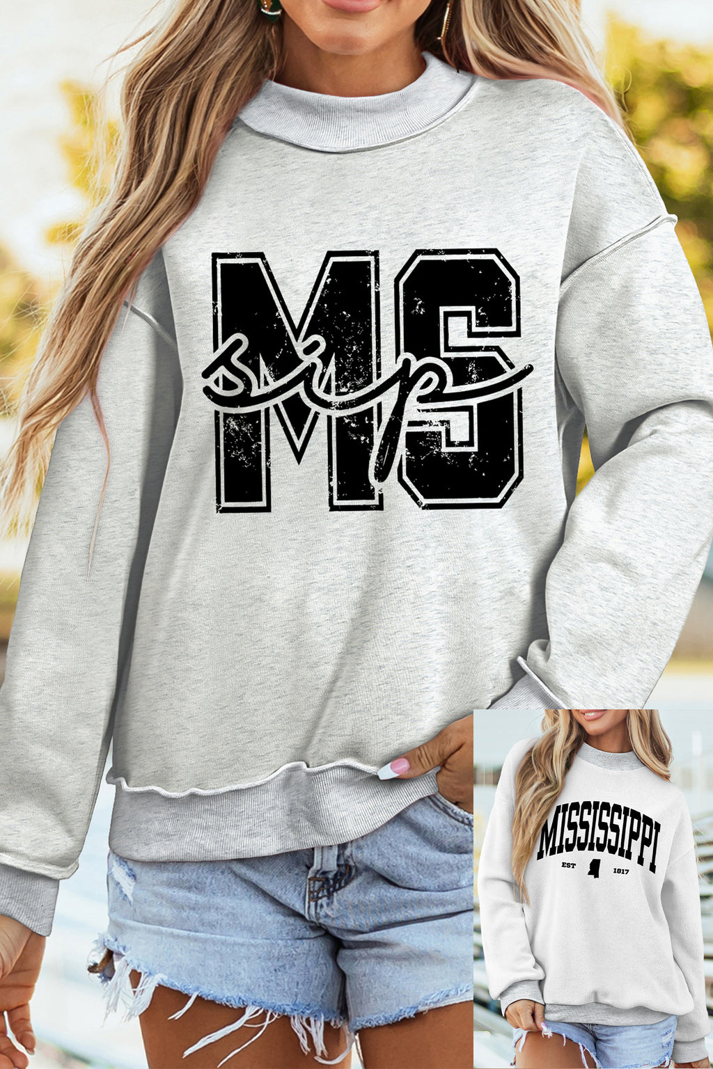 MISSISSIPPI Mock Neck Reversible Sweatshirt