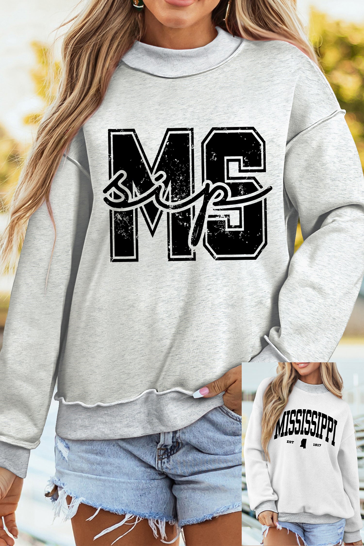 MISSISSIPPI Mock Neck Reversible Sweatshirt