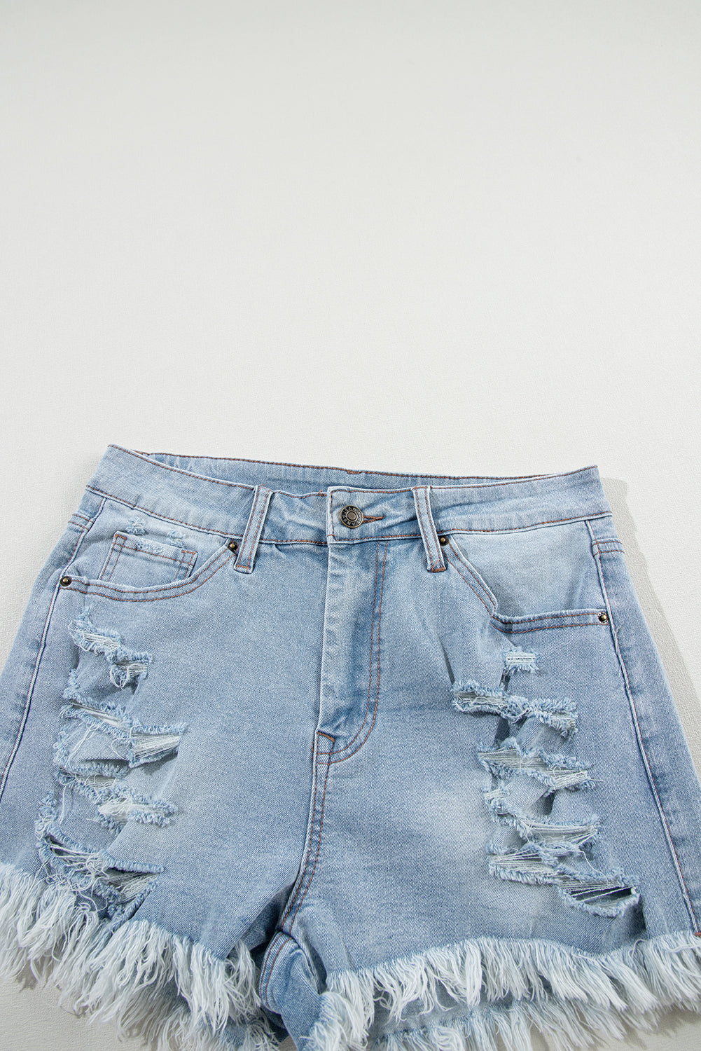 Distressed Ripped Raw Hem Denim Shorts