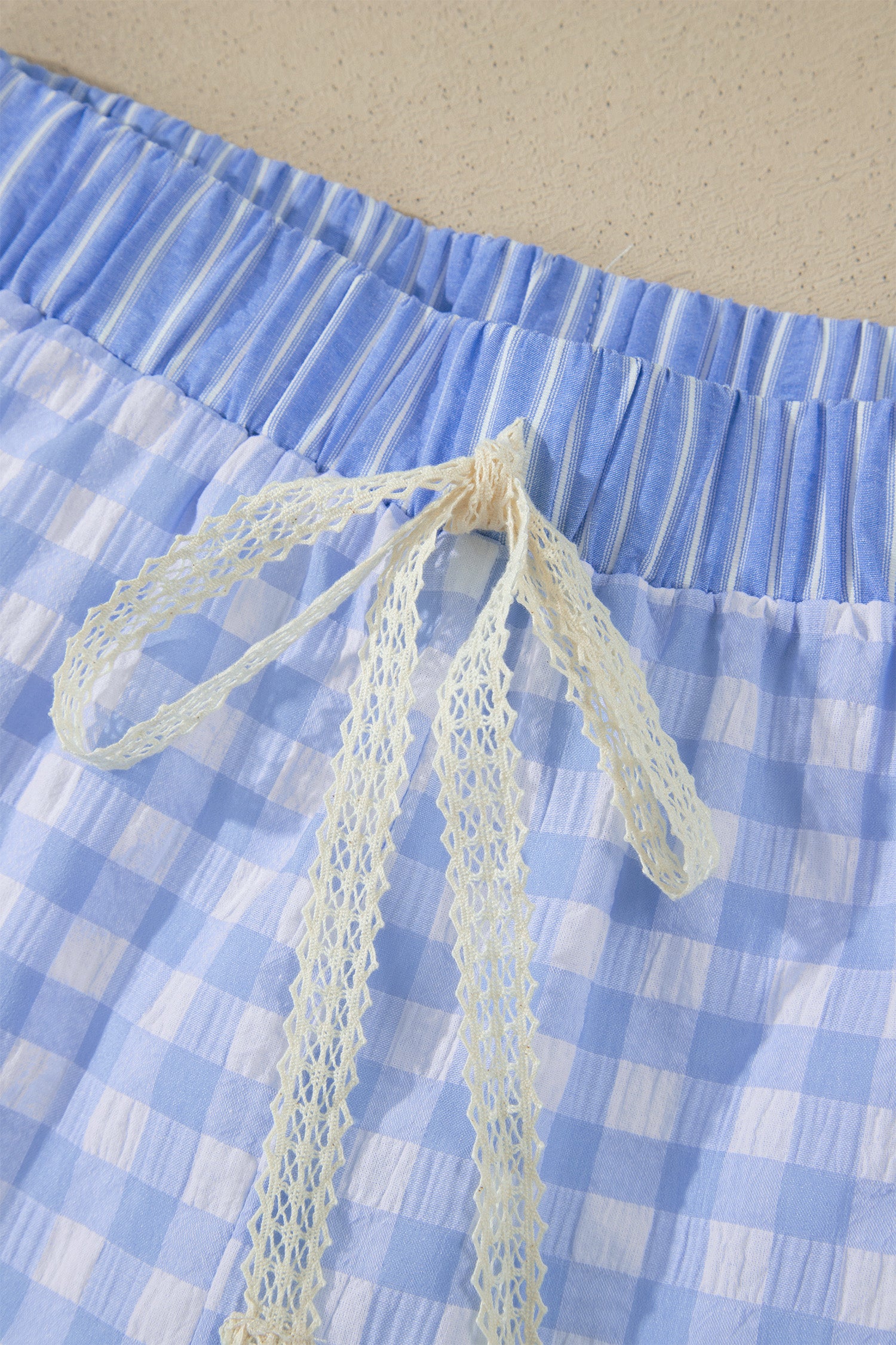Ruffle Striped Lace Tie Shorts