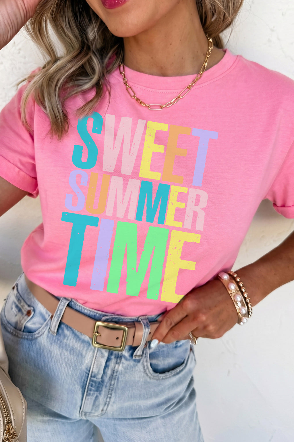 SWEET SUMMER TIME Letter Graphic Tee
