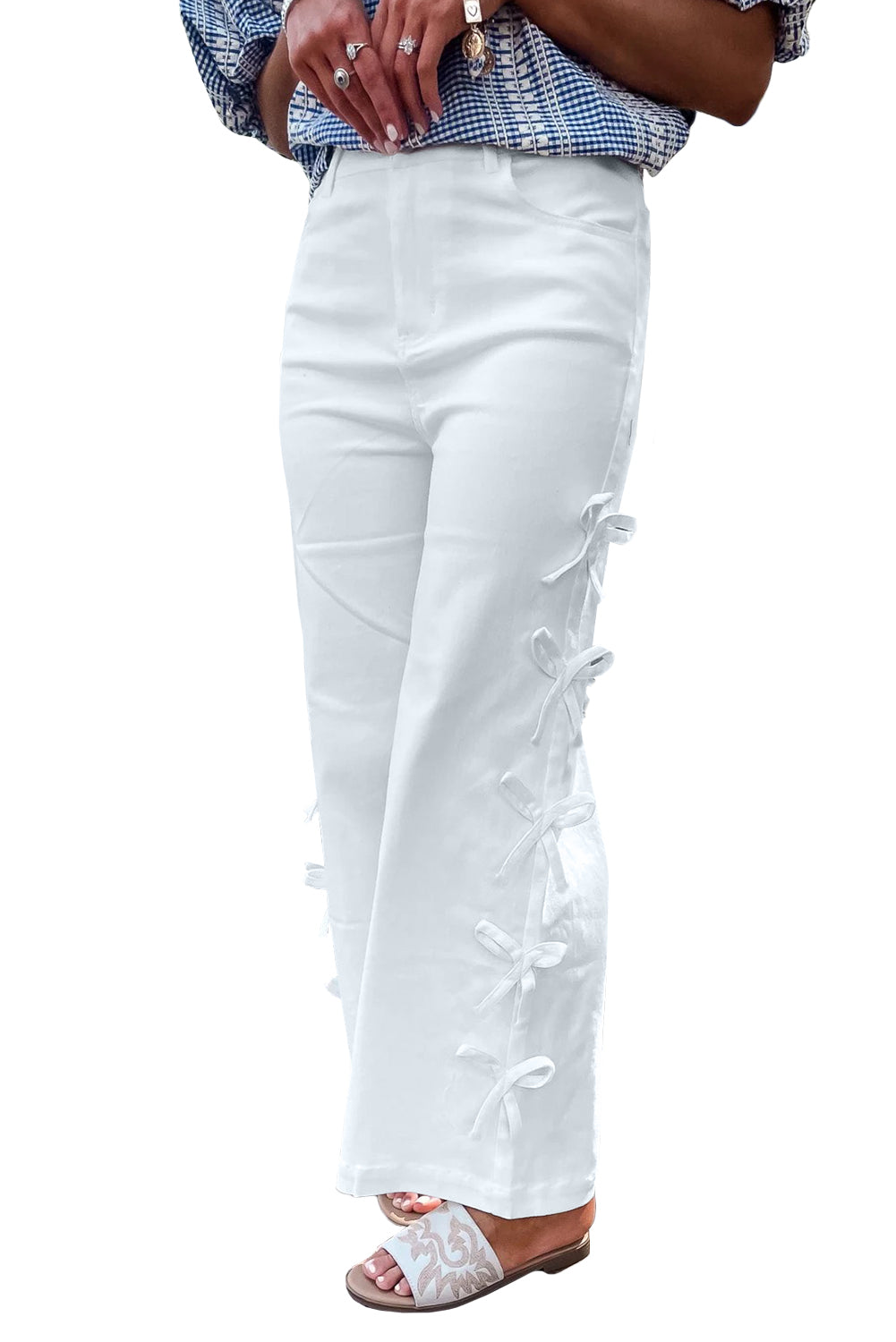 Bowknot Straight Leg Loose Jeans
