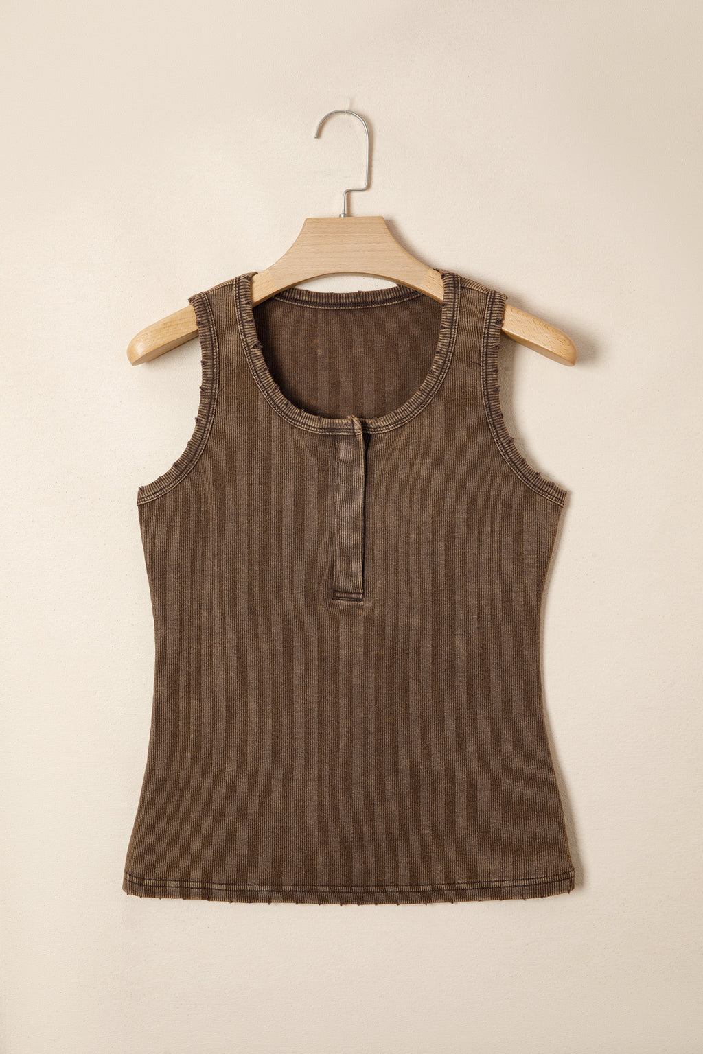 Bright Green Vintage Distressed Ribbed Mineral Wash Tank Top