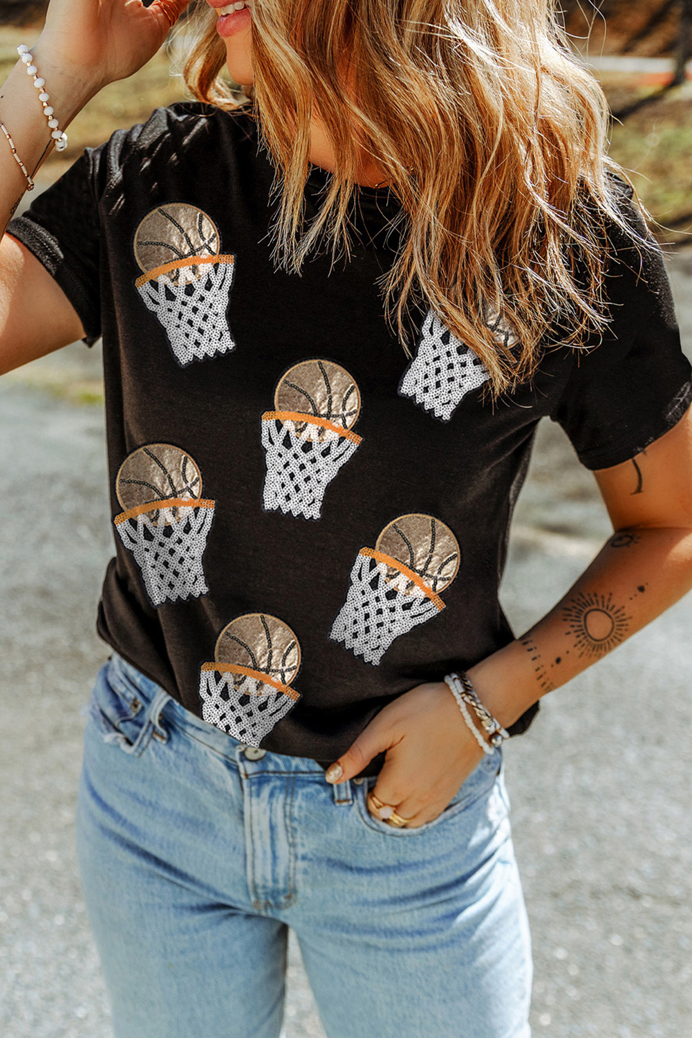 Sequin Basketball Game Day T Shirt