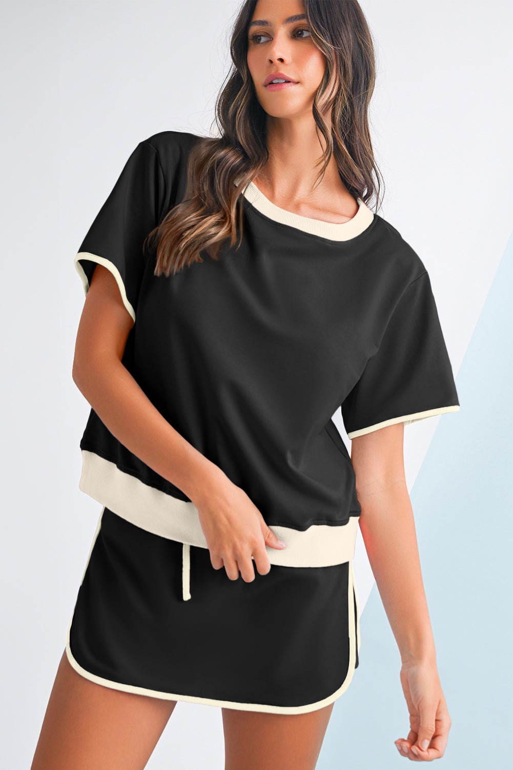 Drop Shoulder T Shirt and Skort Set