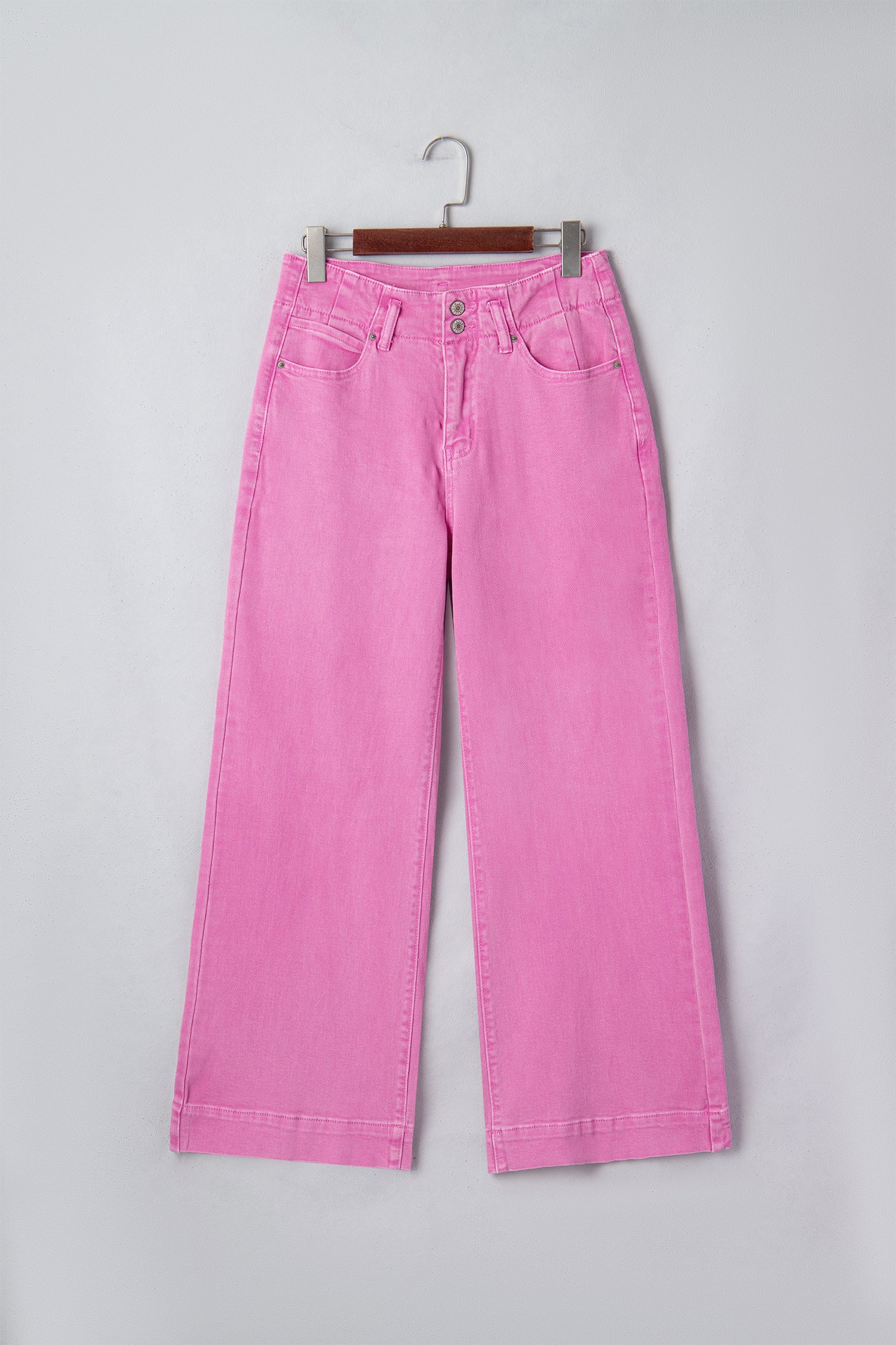 Button High Waist Wide Leg Jeans