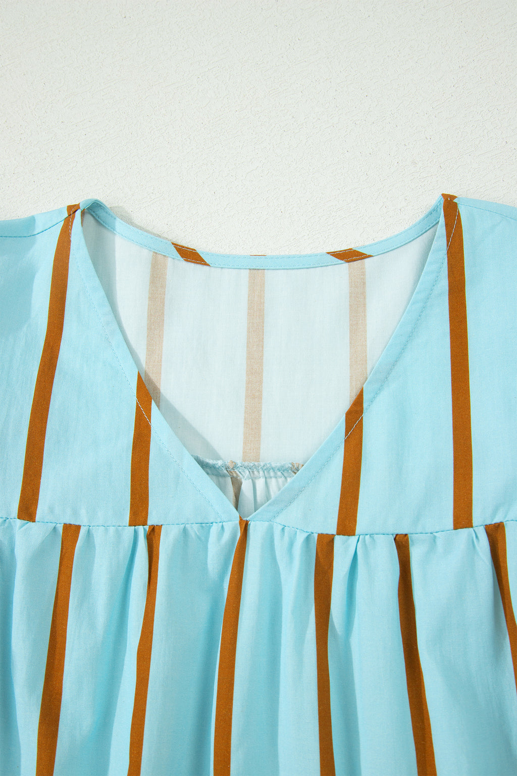 Stripe Ruffled Short Sleeve Blouse