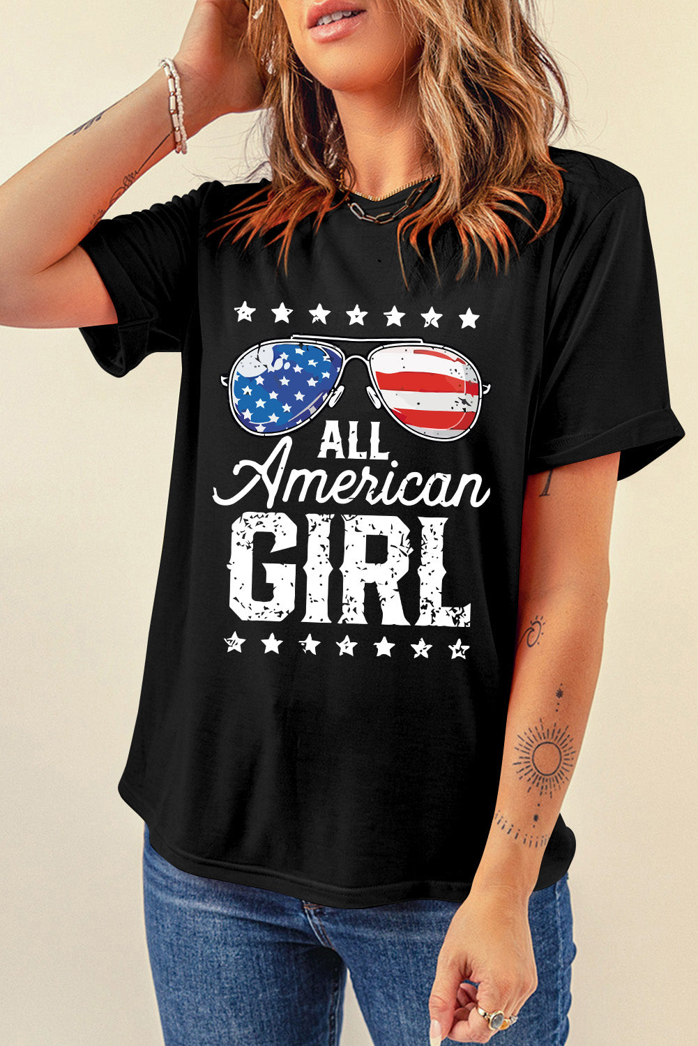 Stars and Stripes Graphic T Shirt