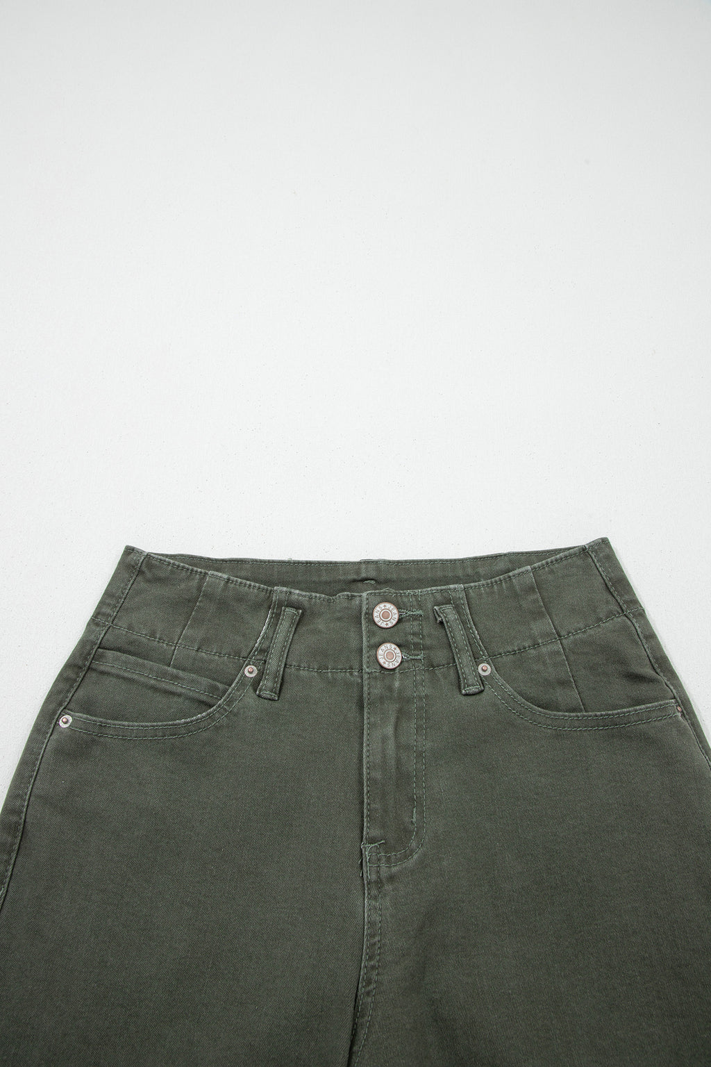 Button High Waist Wide Leg Jeans