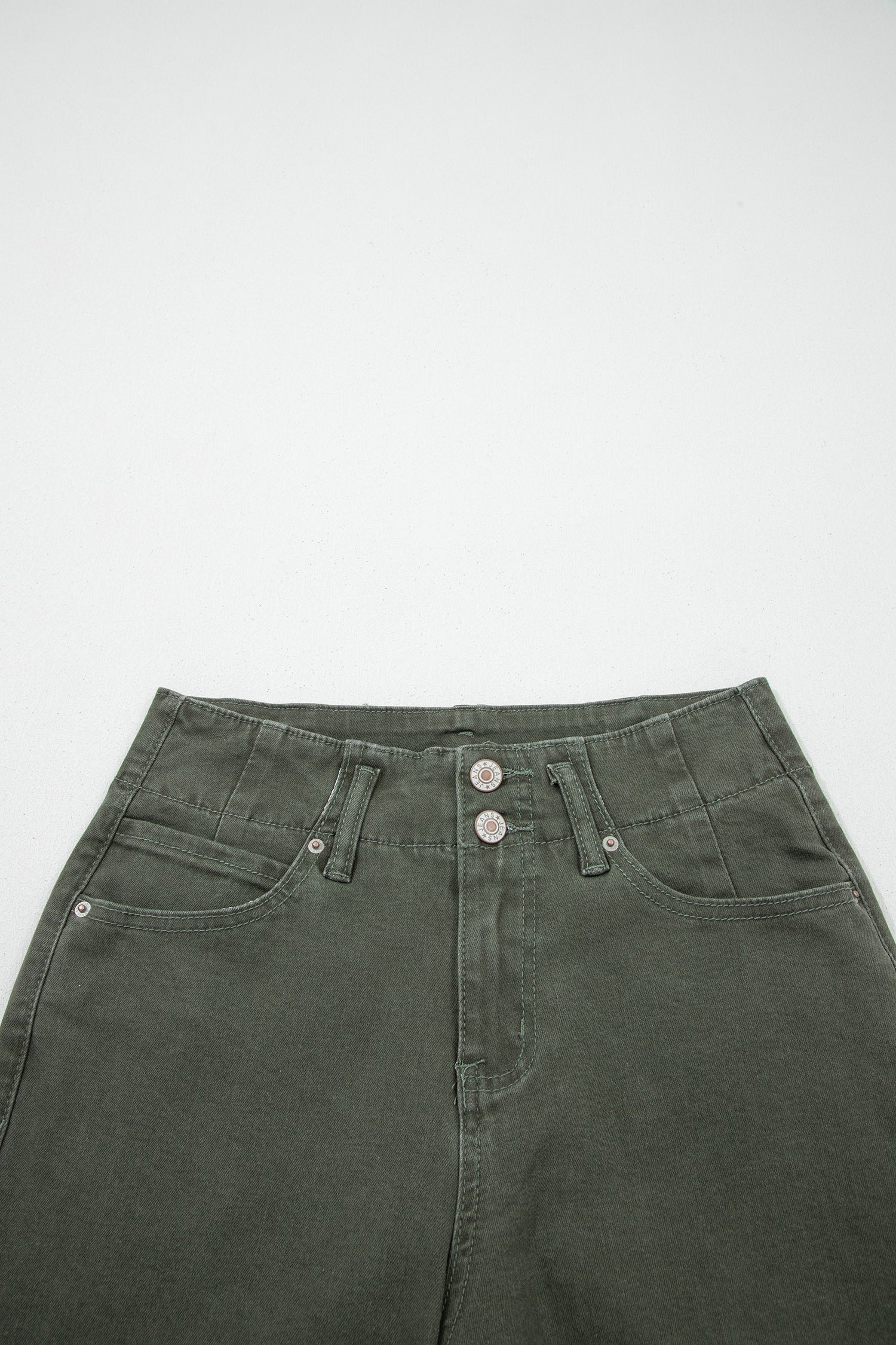 Button High Waist Wide Leg Jeans