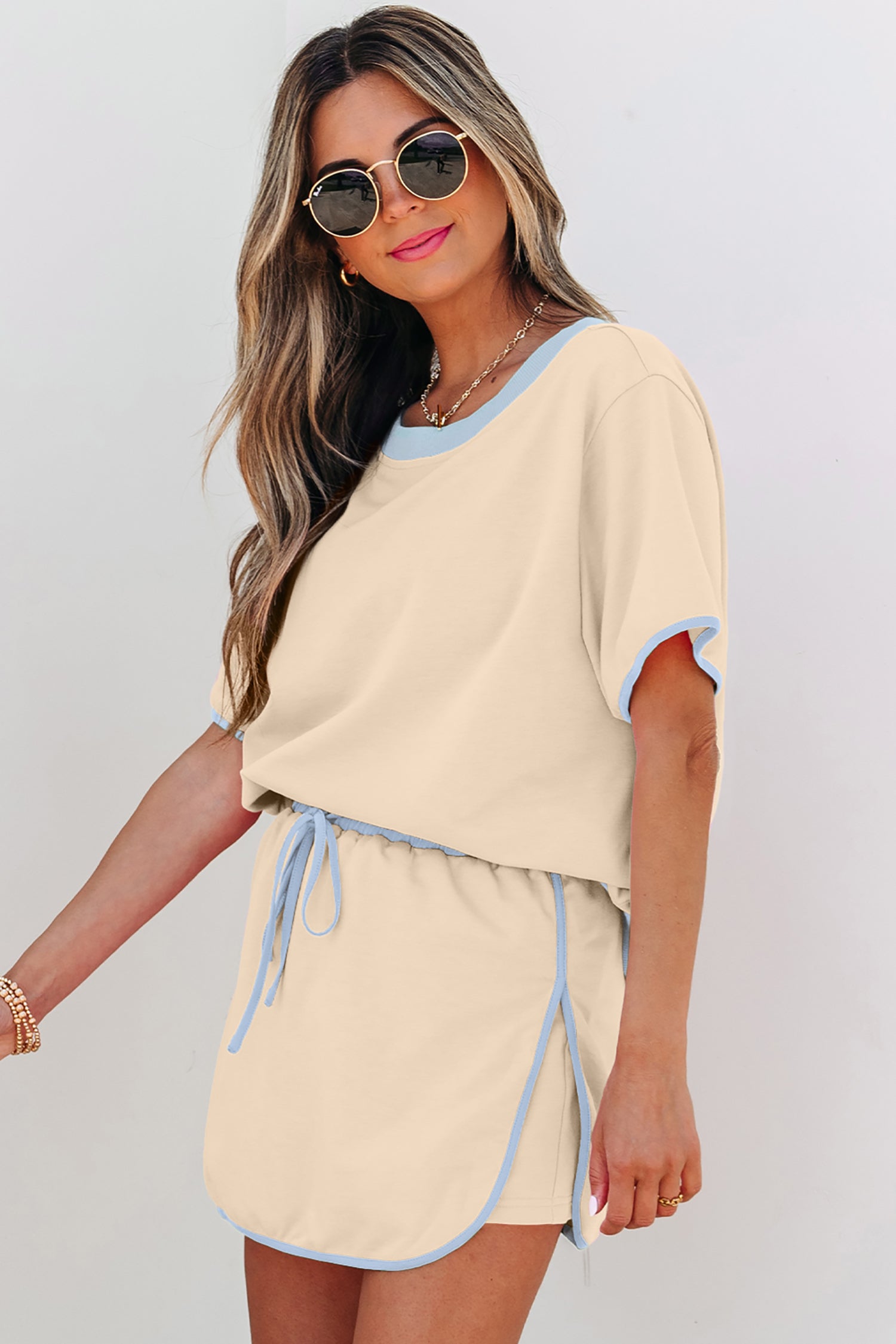 Drop Shoulder T Shirt and Skort Set