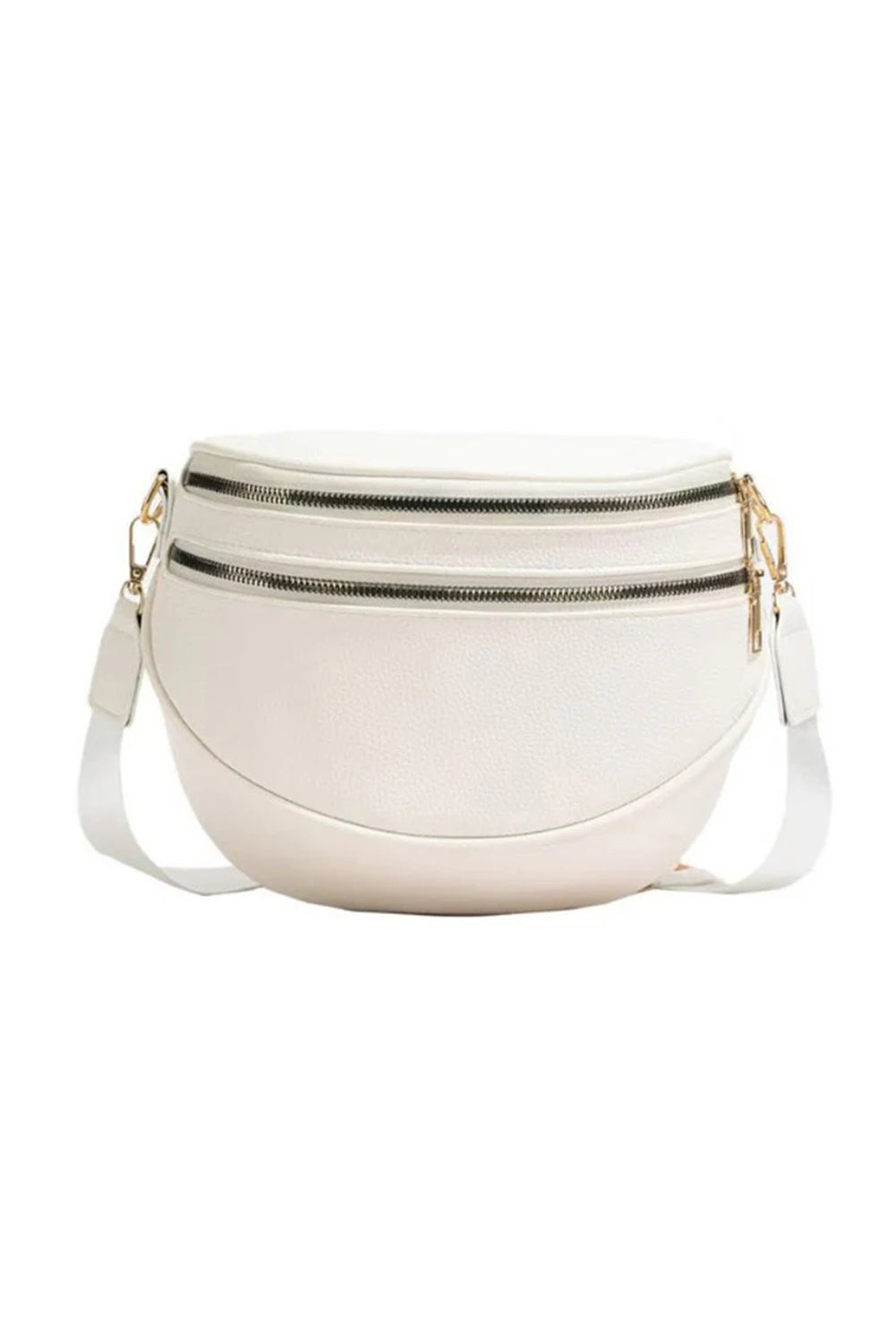 Leather Double Zipper Crossbody Bag