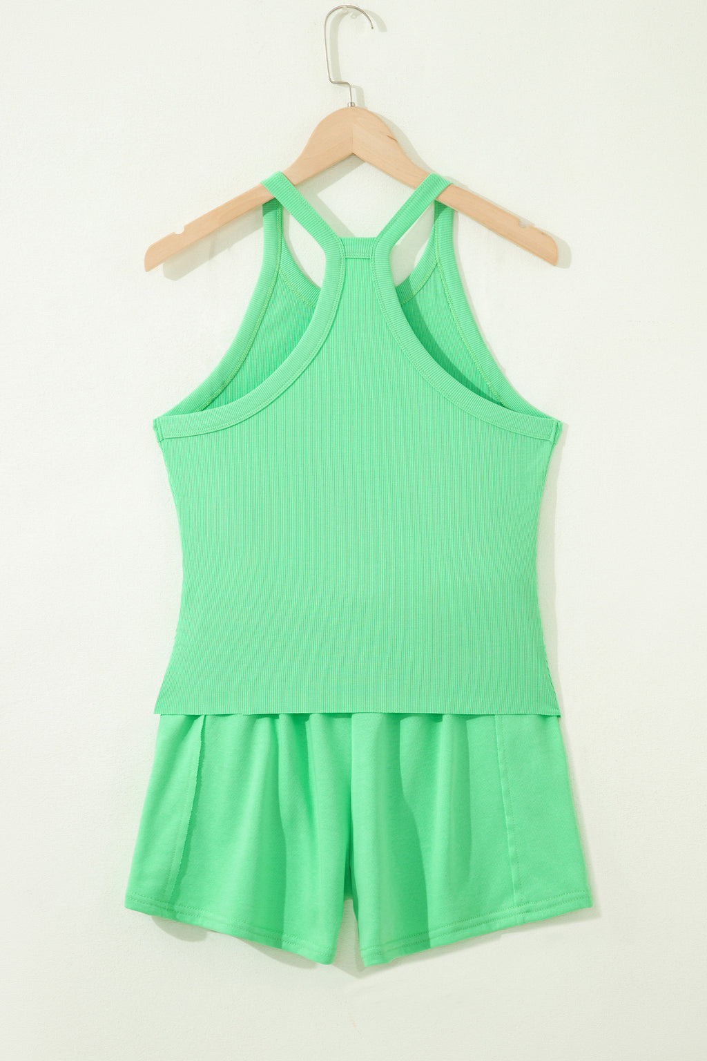 Tank Top Elastic High Waist Shorts 2pcs Outfit