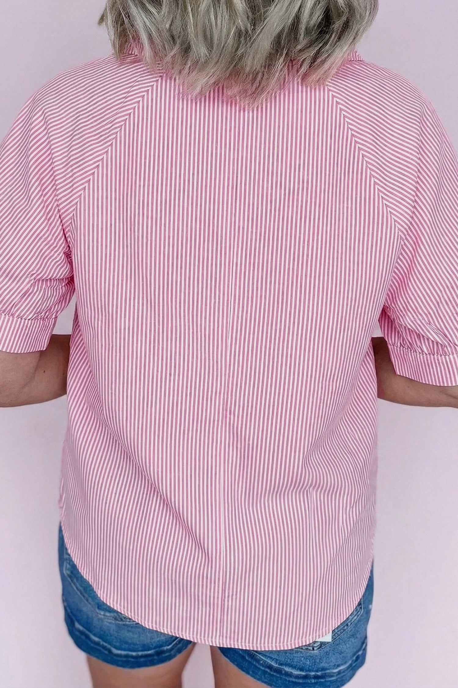 Short Sleeve Striped Blouse