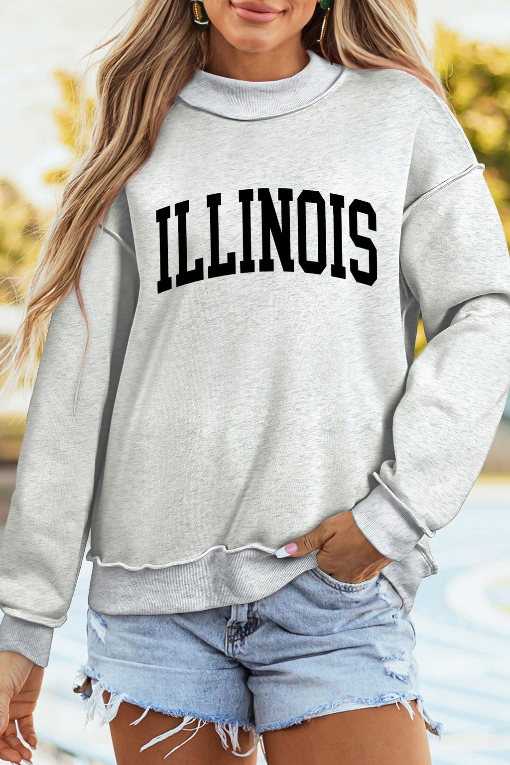 ILLINOIS Mock Neck Reversible Sweatshirt