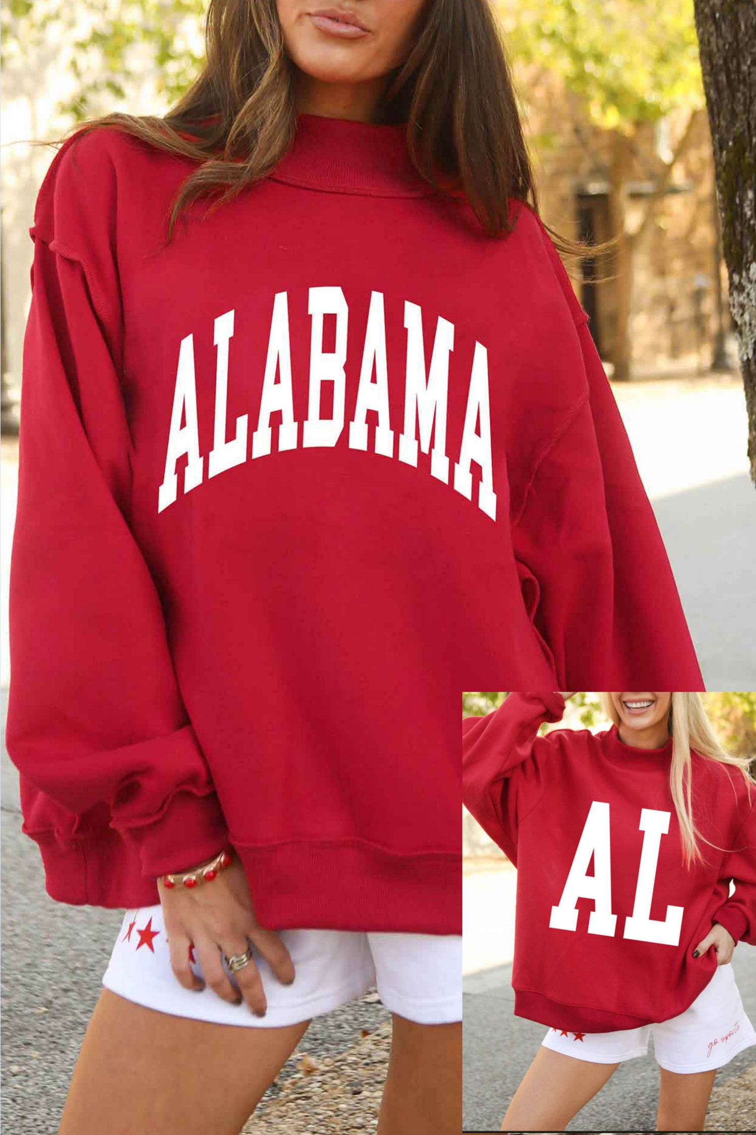 ALABAMA High Neck Reversible Baggy Sweatshirt
