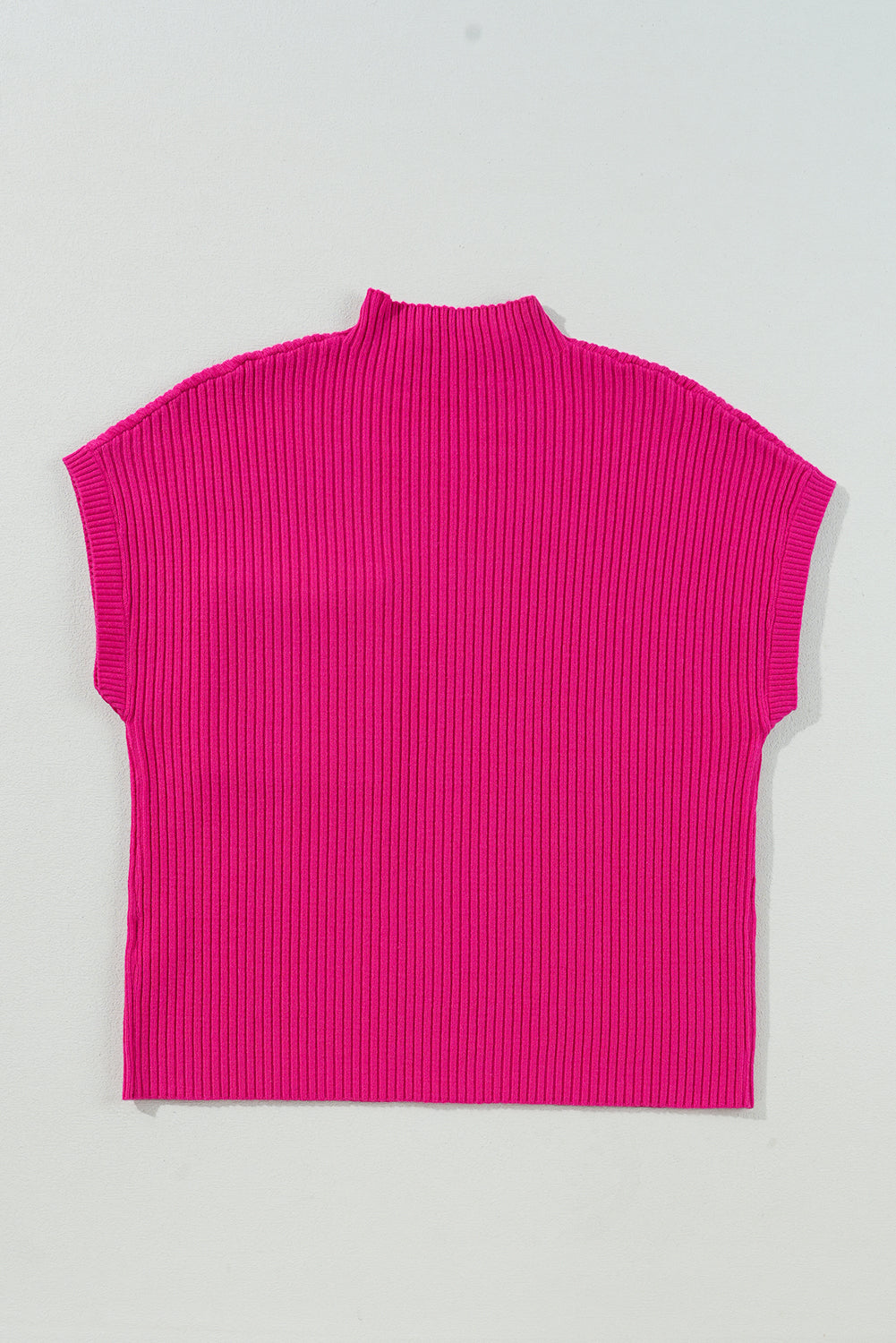 Gray Patch Pocket Ribbed Knit Short Sleeve Sweater