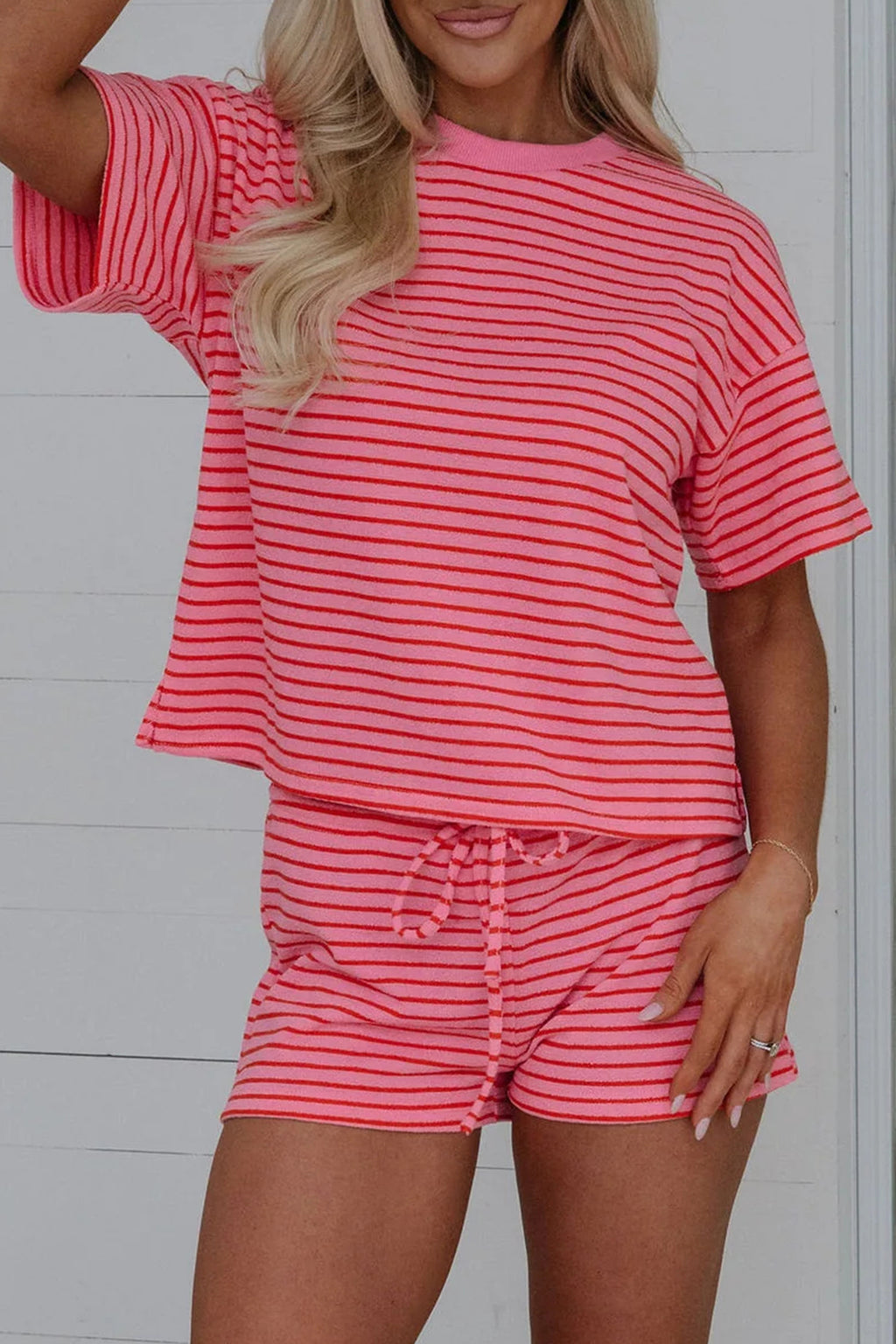 Side Split Knit Shorts Set
