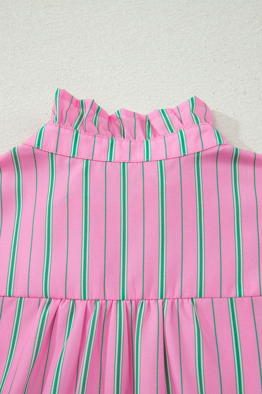 Ruffle Trim Half Button Short Sleeve Top