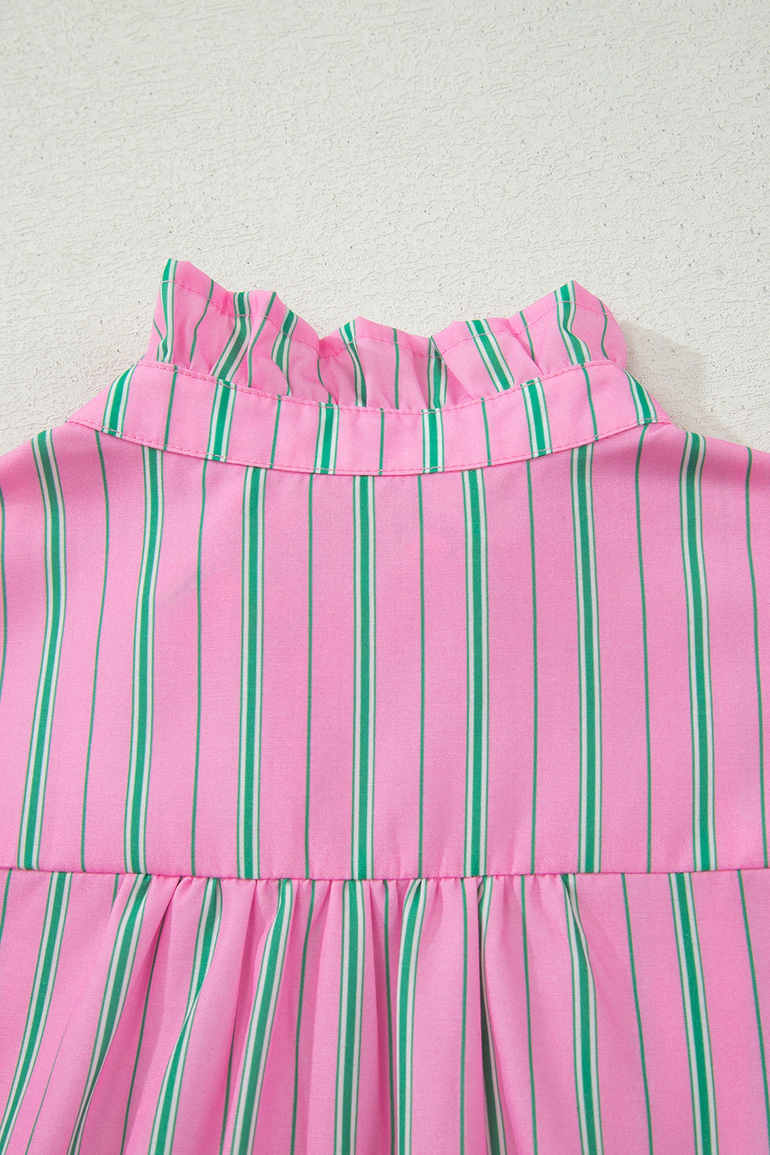 Ruffle Trim Half Button Short Sleeve Top