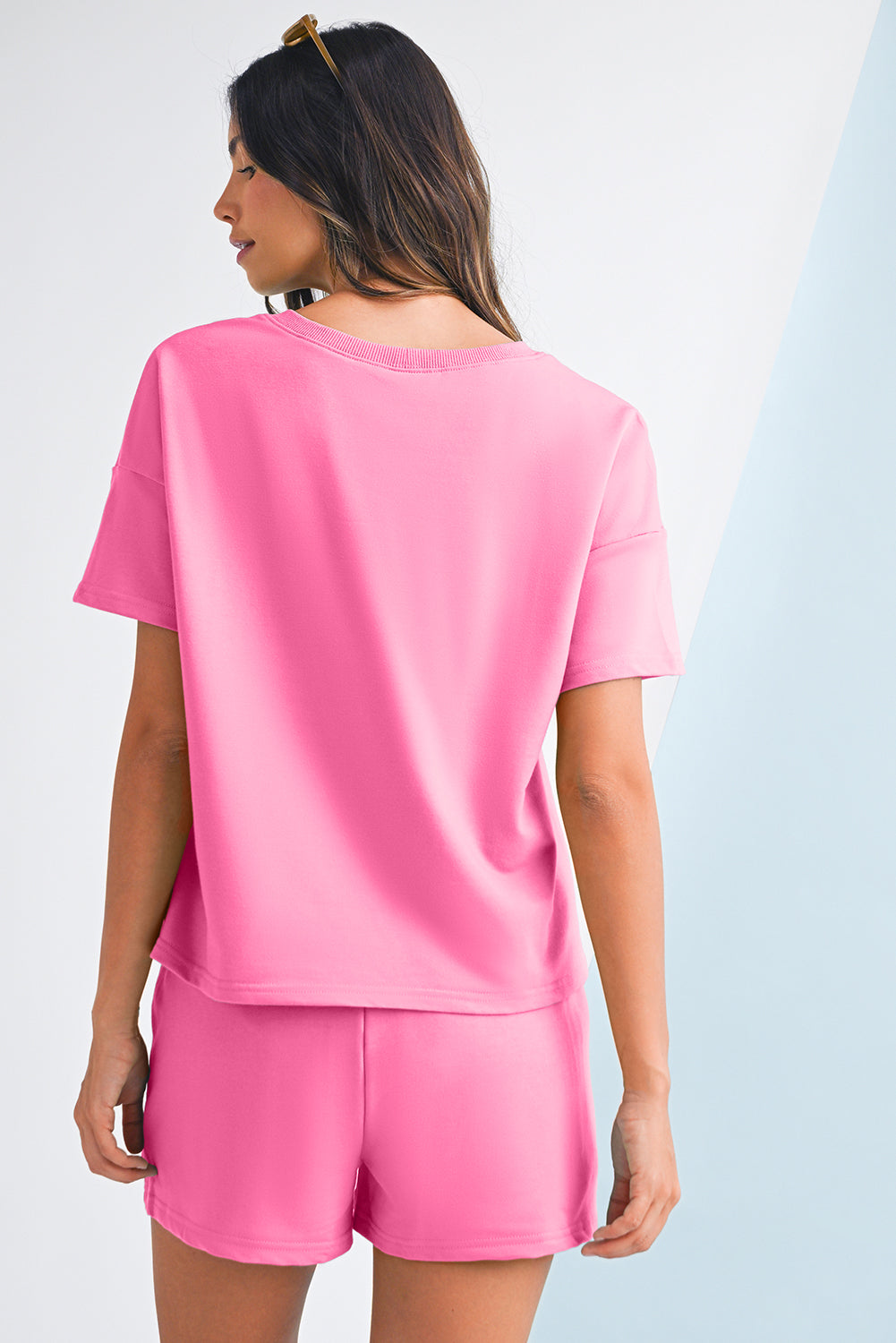 Drop Shoulder Tee Shorts Set