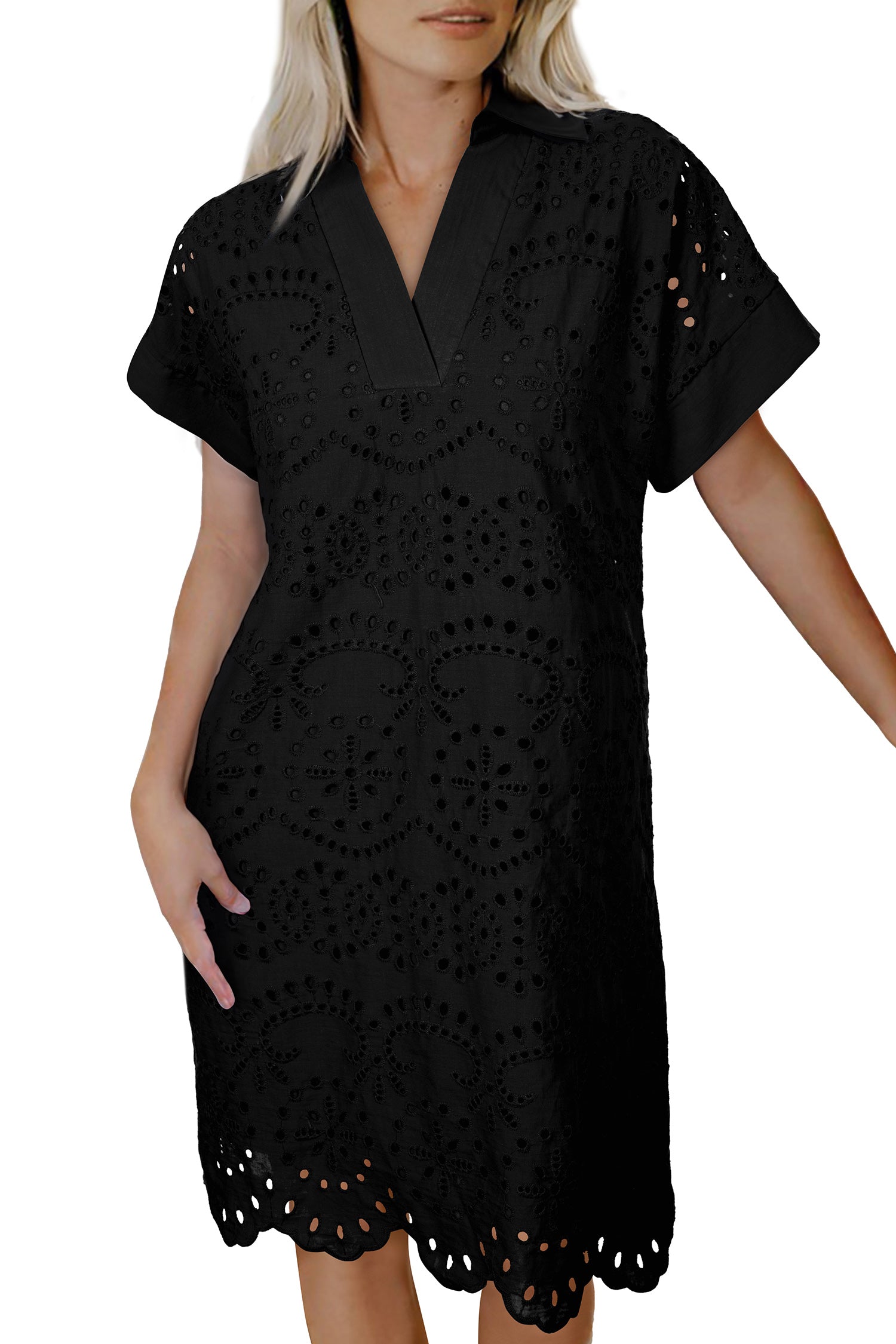 Eyelet Embroidered T Shirt Mini Dress