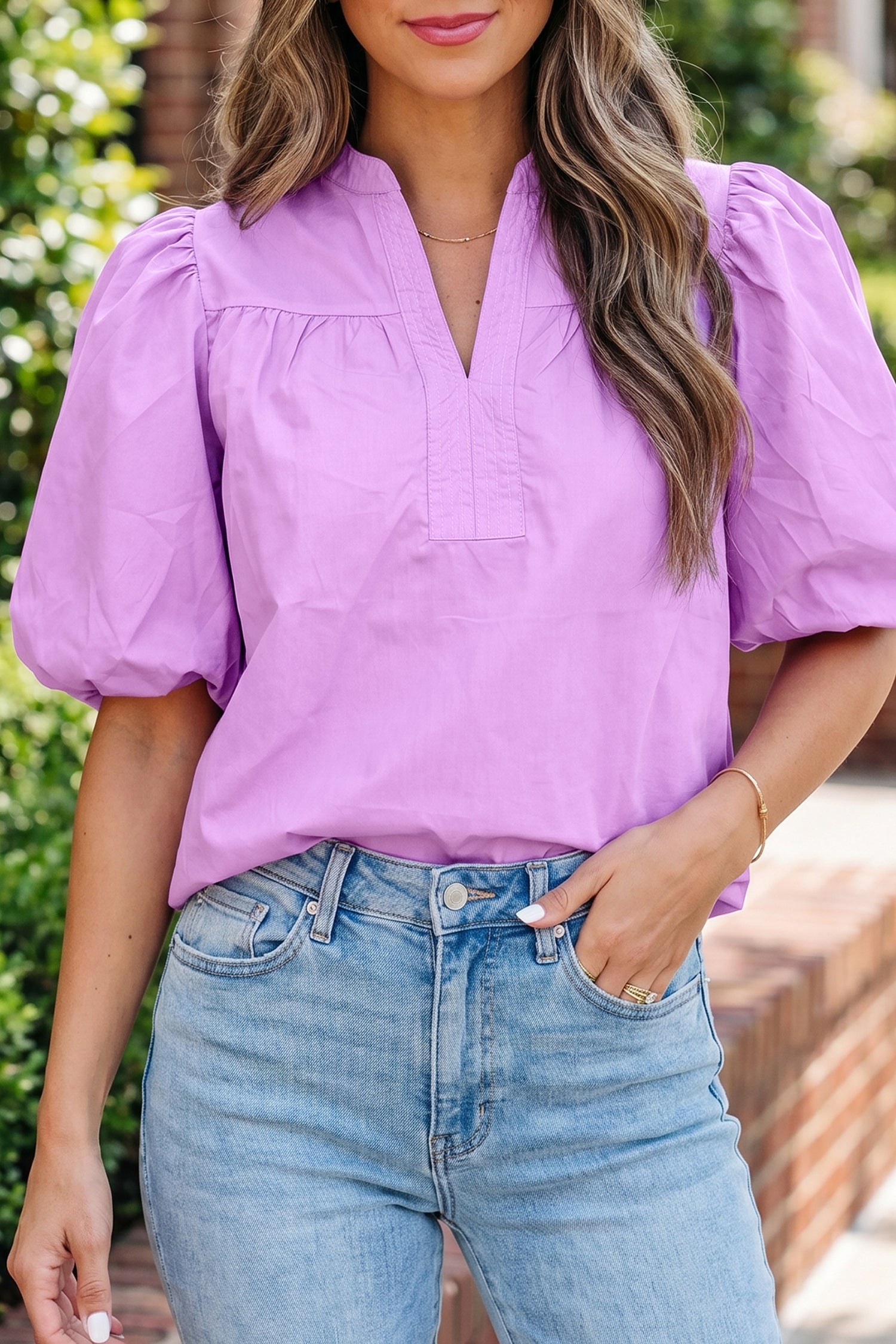 Puffy Half Sleeve Blouse