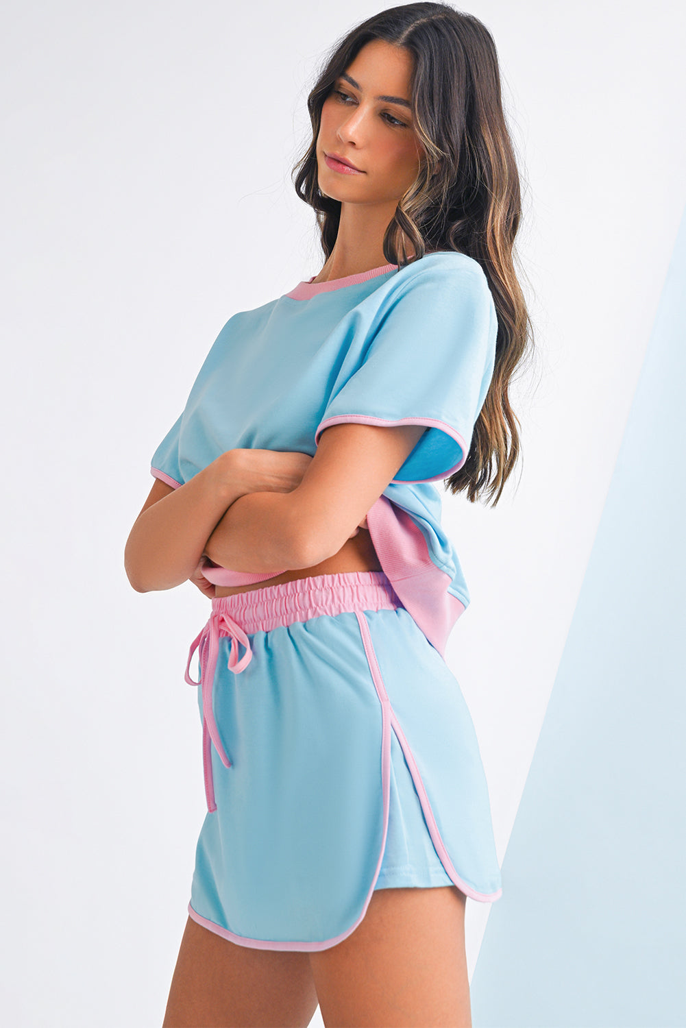 Drop Shoulder T Shirt and Skort Set