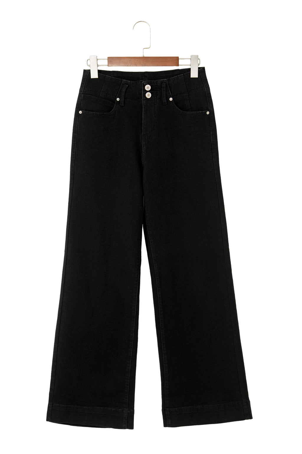 Button High Waist Wide Leg Jeans
