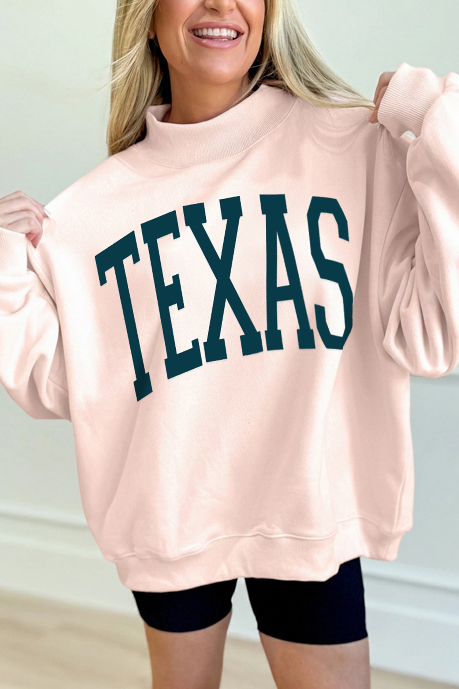 TEXAS Mock Neck Baggy Sweatshirt