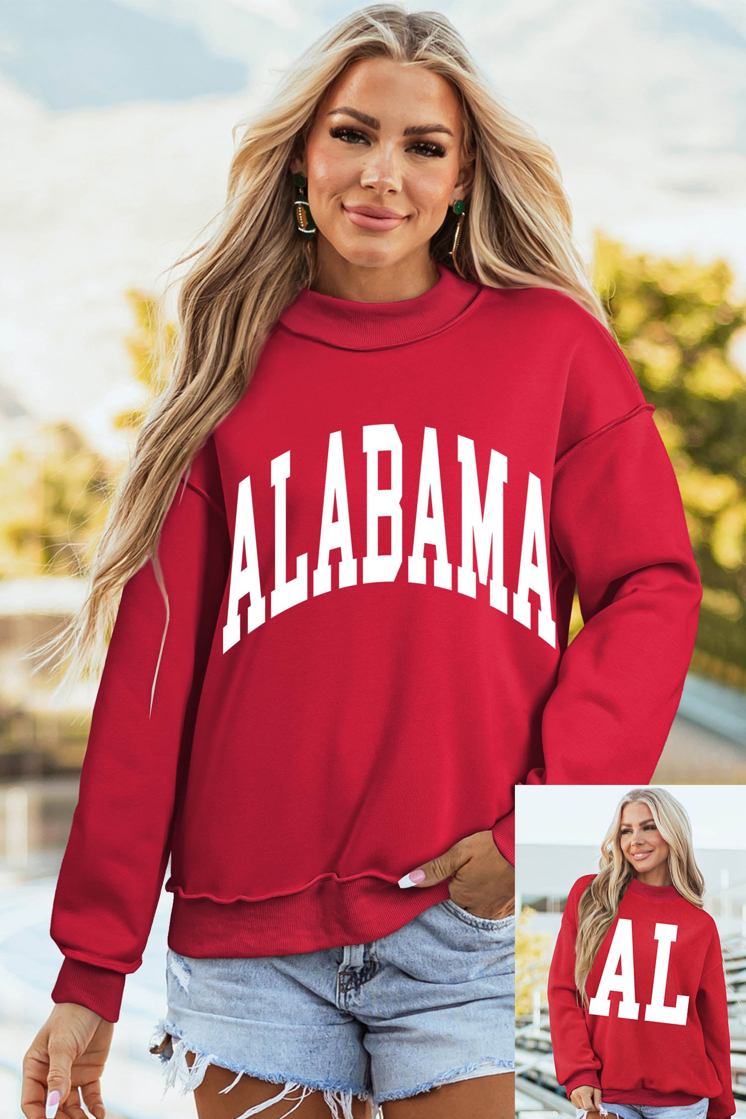 ALABAMA High Neck Reversible Baggy Sweatshirt