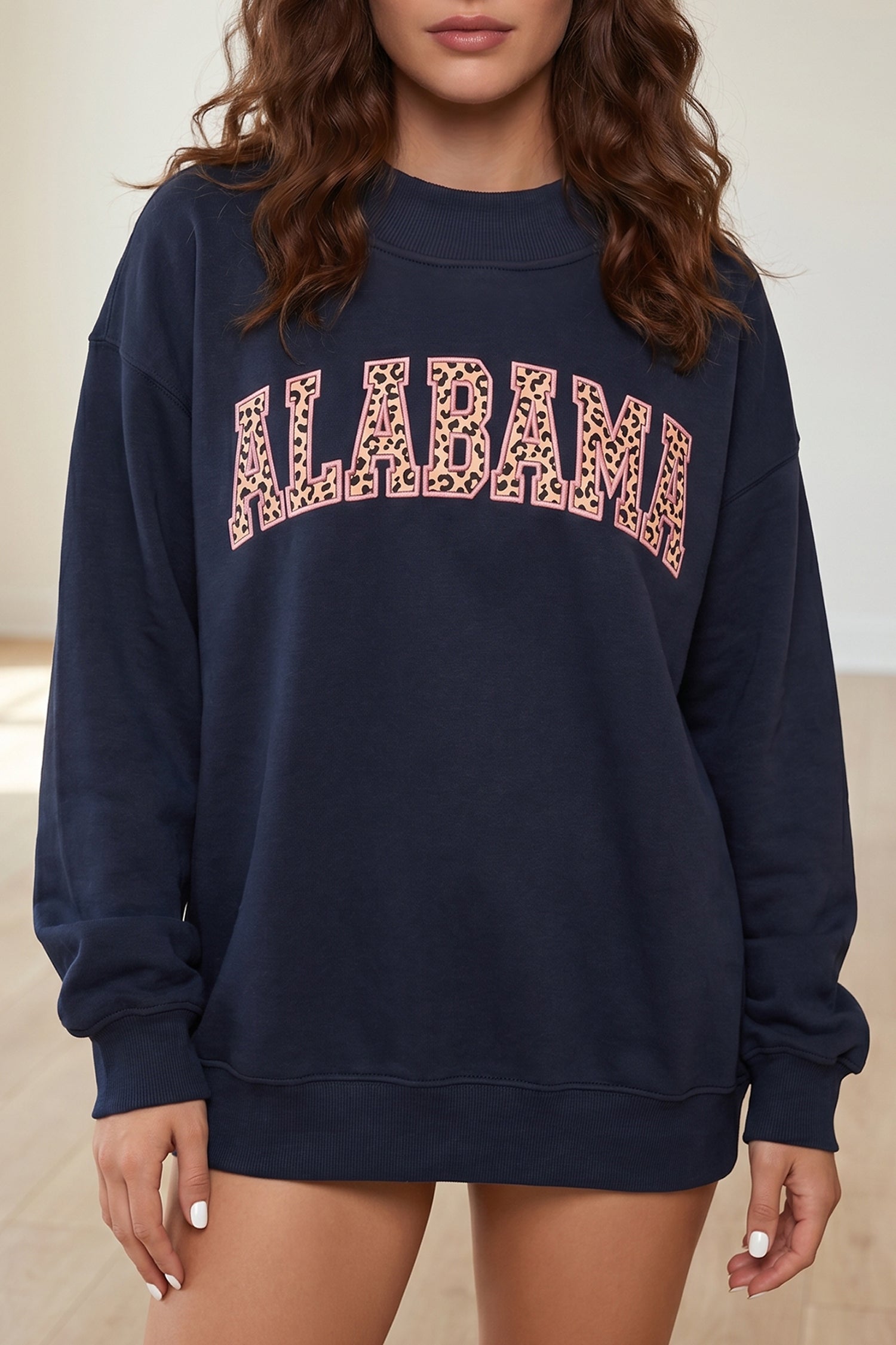 Embroidered Leopard Alabama High Neck Sweatshirt