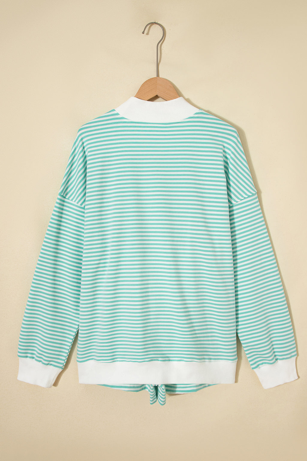 Stripe Oversize Mock Neck Sweatshirt and Shorts Set