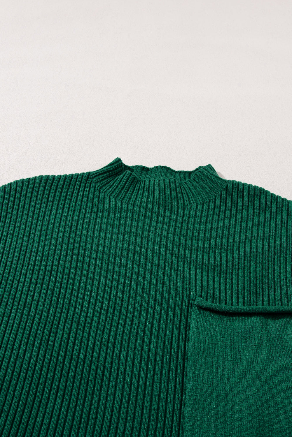 Gray Patch Pocket Ribbed Knit Short Sleeve Sweater